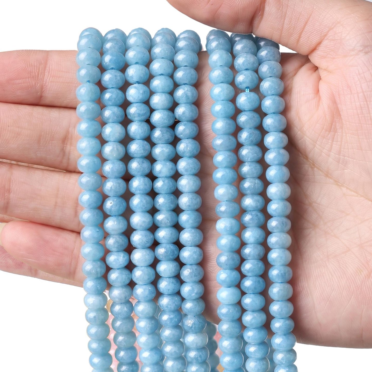 90Pcs 4x6mm Rondelle Beads for Jewelry Making Natural Stone Abacus Beads