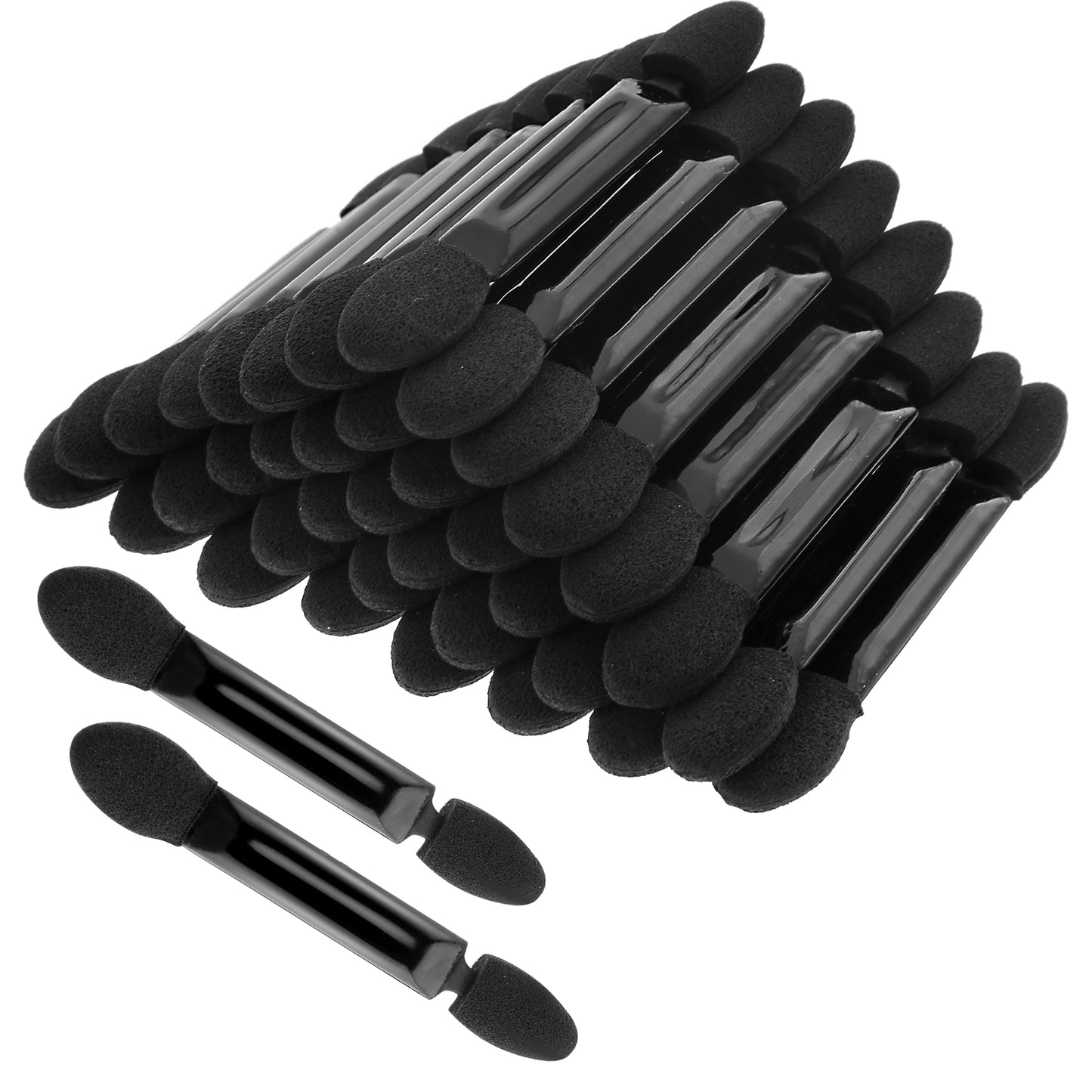 100Pcs Double Ended Eyeshadow Applicators Sticks Portable Sponge Tip Black Eye Shadow Brush Bulk Disposable Makeup Applicators