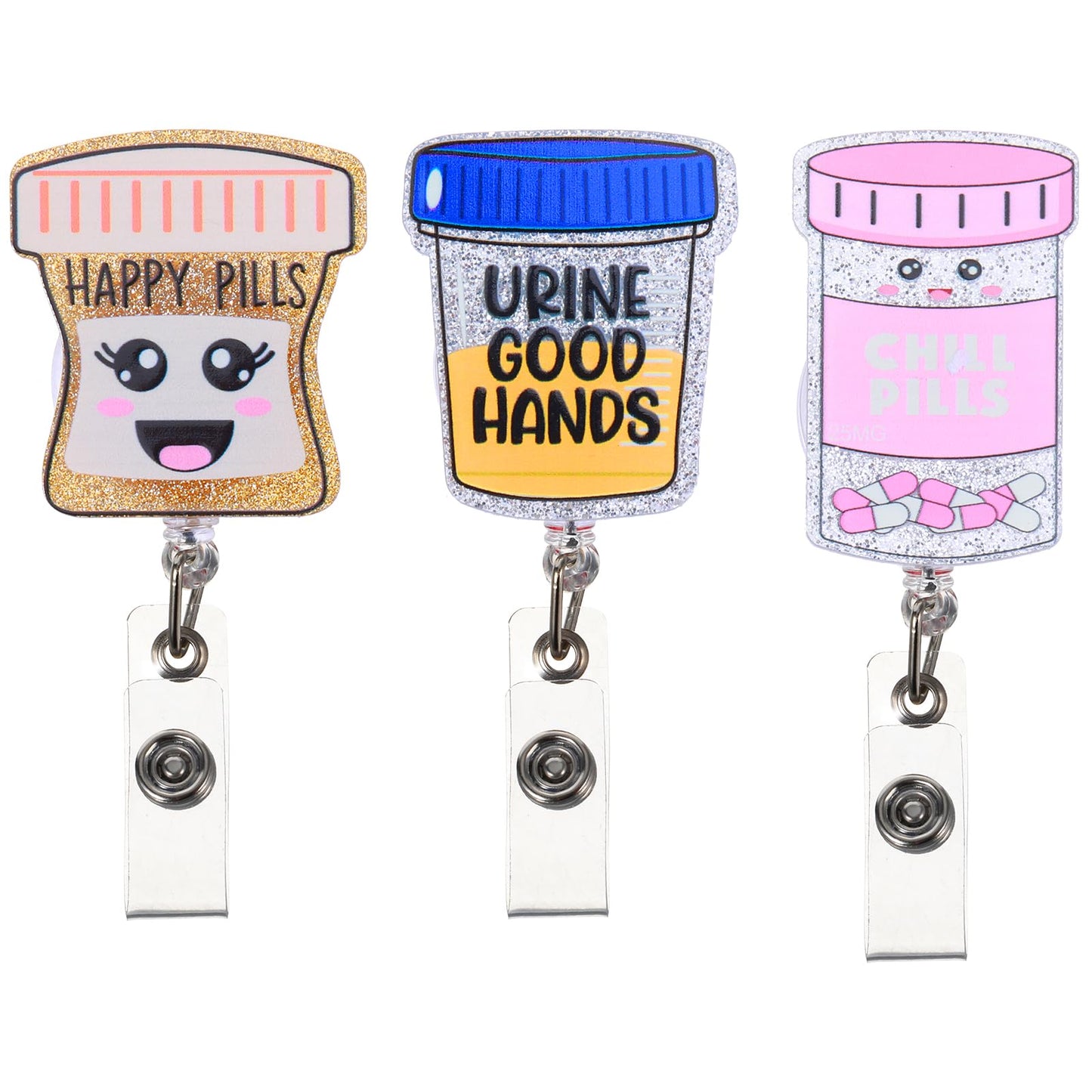 DIVINA VITAE 3 Pieces Nurse Badge Reel Help is On The Way Caregiver-Inspired Funny Acrylic ID Badge Holder with Alligator Clip Nurse Card Holder for Office Pharmacy Nurses Doctors