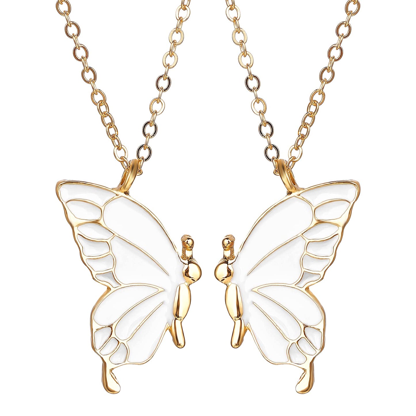 Yolev BFF Necklace Friendship Necklace Gifts For Girls Butterfly Necklaces Jewelry Long Distance Birthday Christmas Bridesmaid Gifts for Girls Women Sisters FBest riend