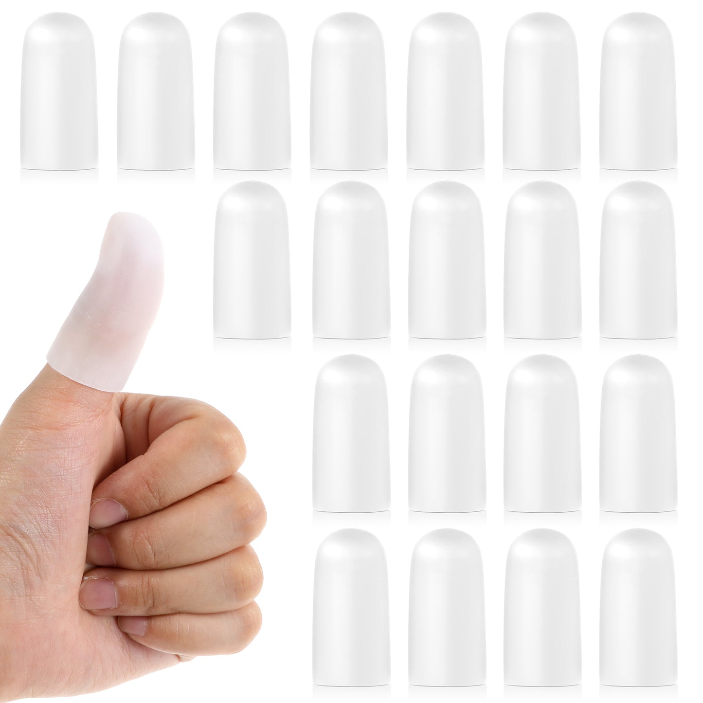Finger Protectors, 20Pcs Finger Cots Finger Bandage Silicone Finger Support Thumb Protector for Finger Arthritis, Finger Cracking Finger Pain Relief Finger Arthritis and More