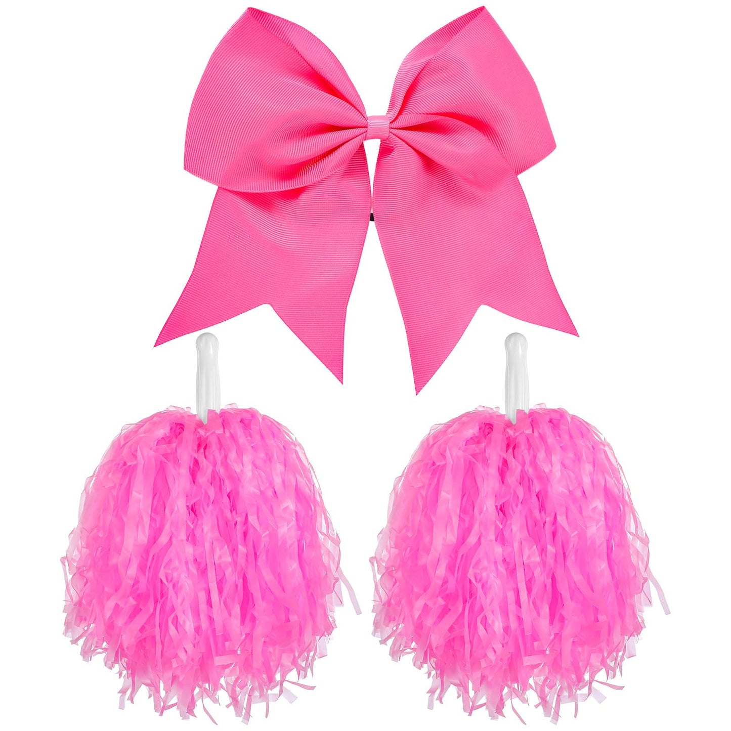 HaiFafafaing 3 PCS Cheerleading Pom Poms and Large Cheerleader Hair Bow, 10 Inch Pompoms Cheer,Cheerleader Accessories for Sport Events Dance Party Basketball Football Team
