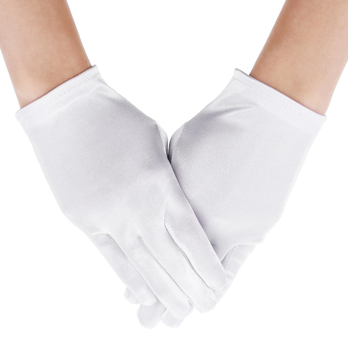 Girls Holiday Wedding Pageant White Satin Gloves Princess Gloves for Kids