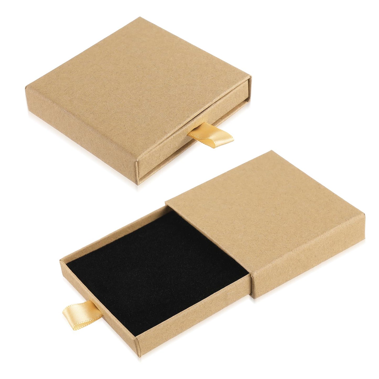 Yolev 2 Pack Jewelry Gift Boxes Cardboard Jewelry Boxes, 2.9x3.1x0.7Inch Small Gift Boxes for Bracelets Earrings Necklaces Jewelry Gift (Kraftpaper Color)