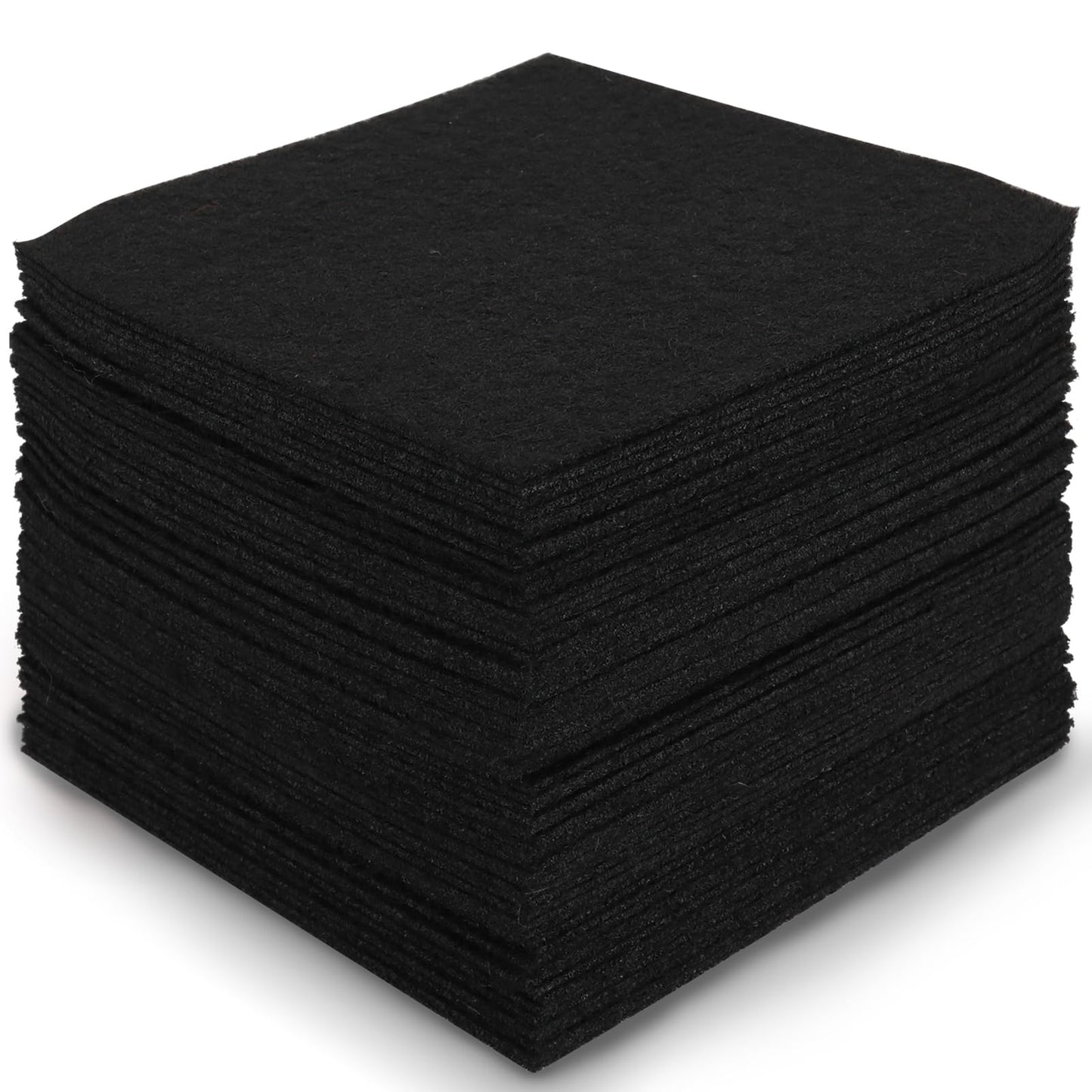60PCS Felt Sheets Fabric, 4" X 4" Soft Felt Fabric for Crafts Halloween Christmas Fabric Fall Felt Squares for DIY and Sewing Projects (Black)