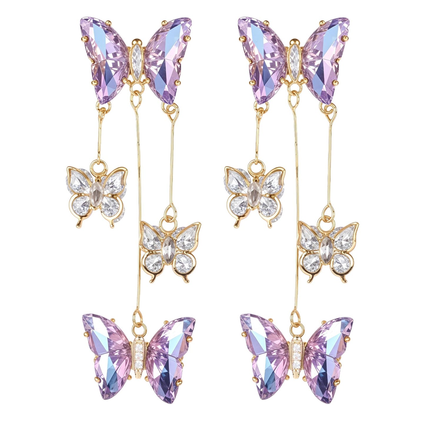 Purple Butterfly Earrings,Brilliant Butterfly Earrings for Women With Long Tassel,Purple Dangle Earrings for Women,Butterfly Dangle Earrings for Women Suitable for Dress,Jumpers, Dresses