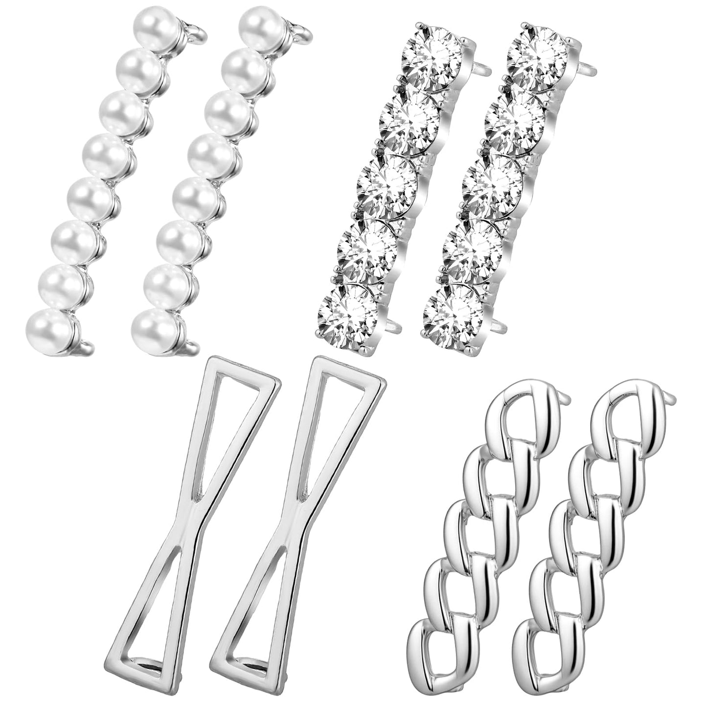 8 Pcs Shoe Charms for Sneakers Bling Shoe Charms Rhinestone Shoe Laces Sneaker Charms DIY Shoelace Charms Shoe Laces for Womens Sneakers Shoe Lace Accessories(Silver)