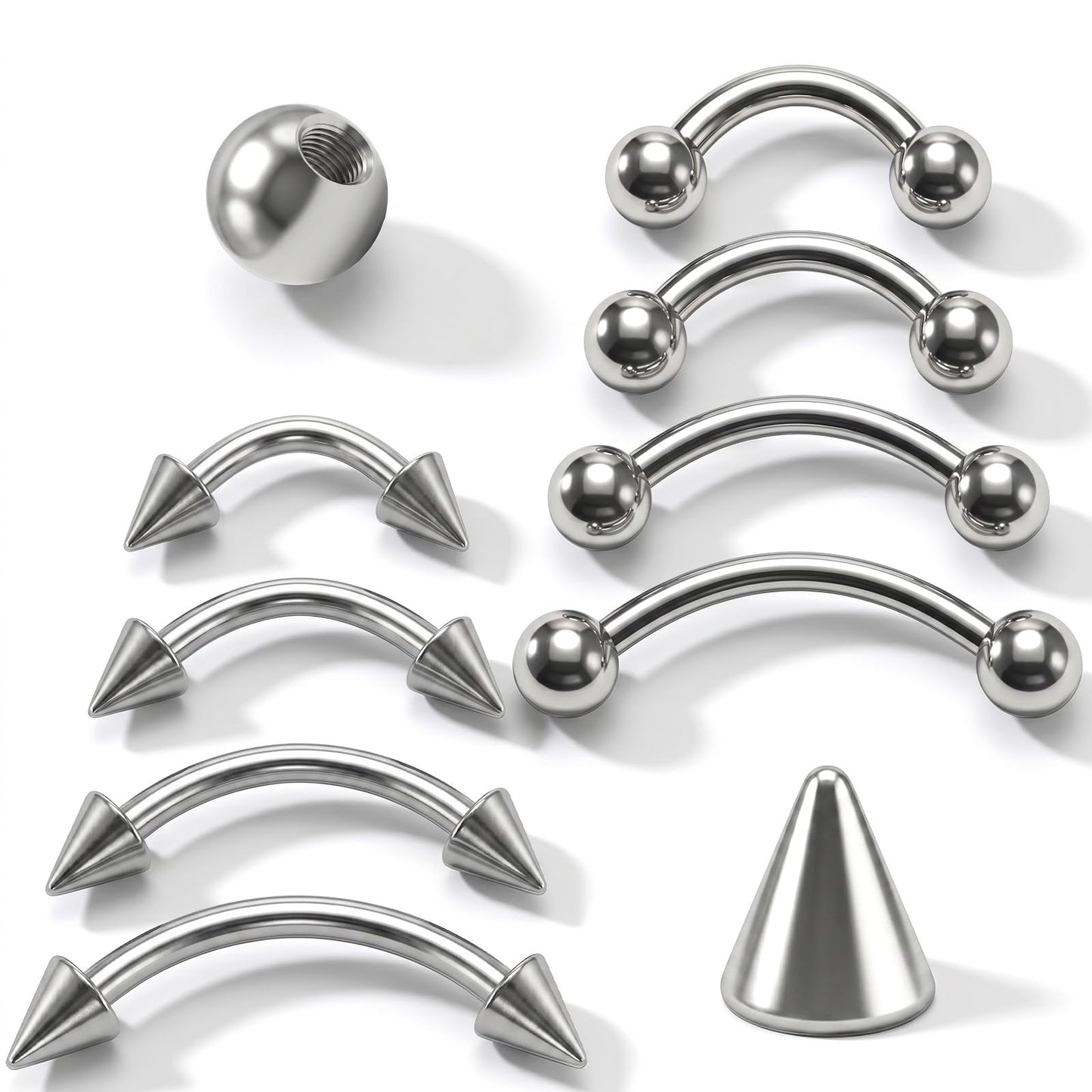 16G Eyebrow Piercing Jewelry, Curved Barbell Eyebrow Piercing Jewelry