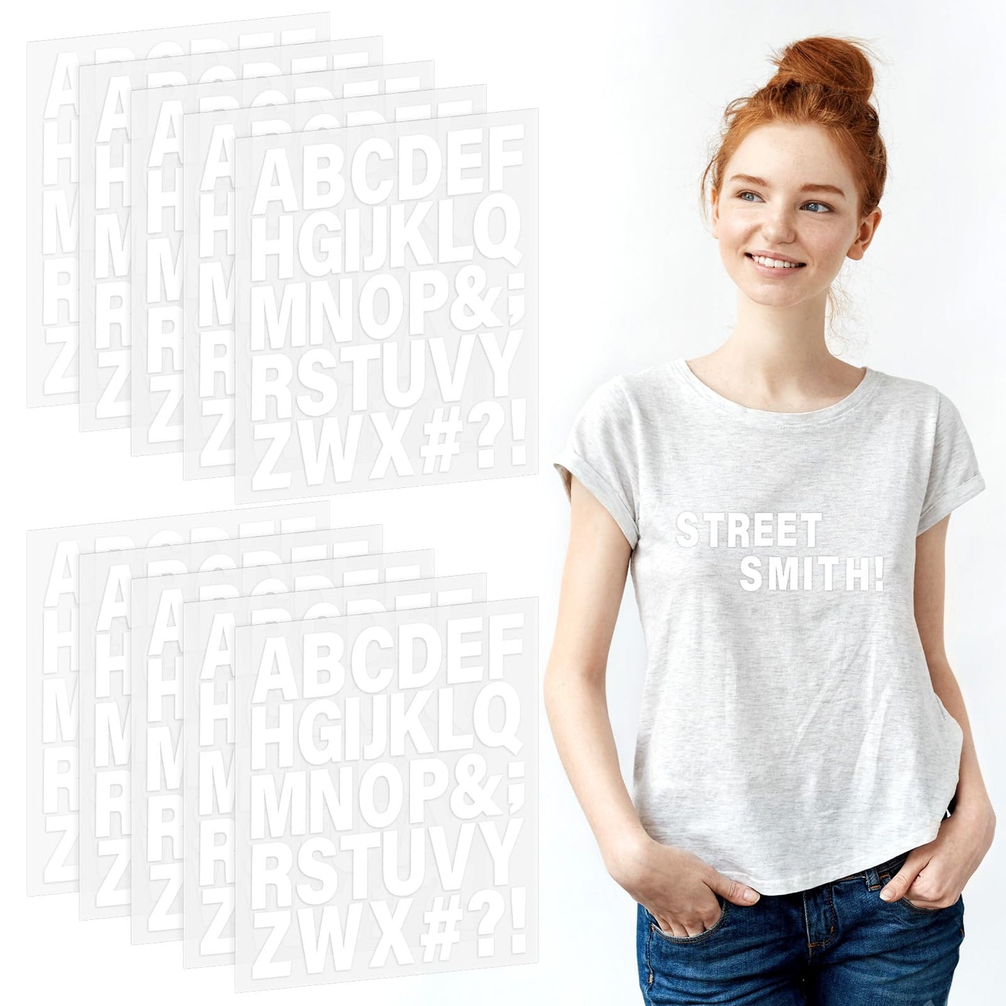 10Sheets 310Pcs Iron Letters for Clothing, Iron On Letters 1.6 Inch PU Material Iron-On Letters A-Z Sticky Stickers,Suitable for DIY Craft Clothing Bag Hat