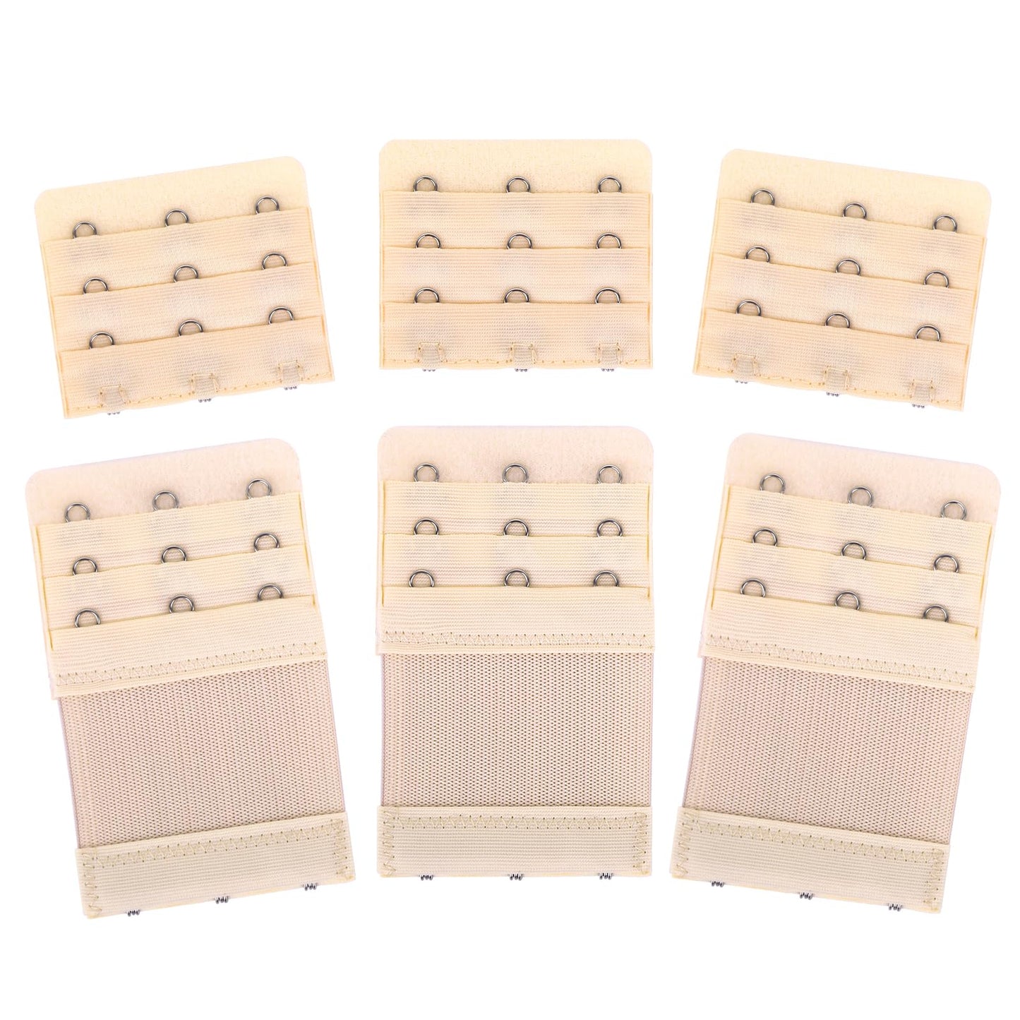 Lusofie 6Pcs Bra Extenders 3 Hooks 3 Row Soft and Comfortable Elastic Bra Strap Extender Bra Extender for Women Lady(Nude)