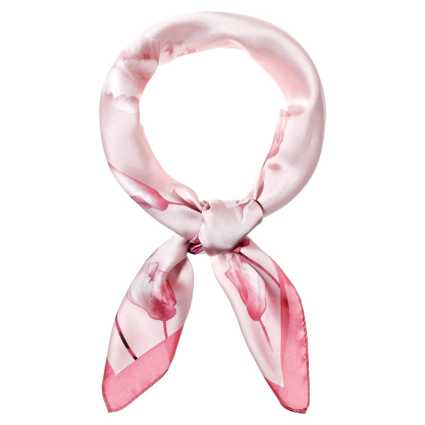 Lusofie satin scarf for hair,27.5inch silk bandanas for women square Lightweight flower handkerchief,scarves,Handbags Scarf(Pink)