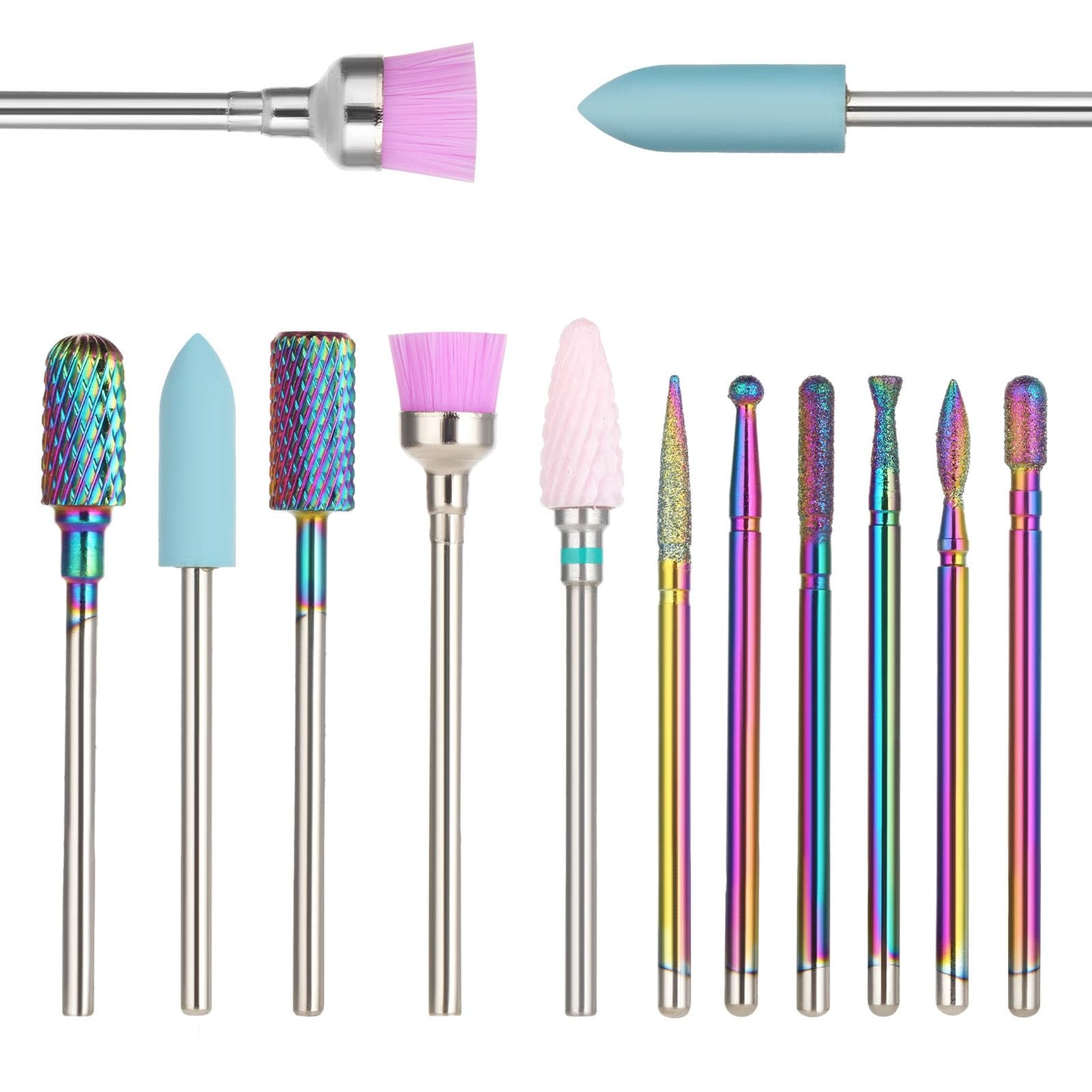 11 Pcs Nail Drill Bits 3/32 Inch Drill Bit Set Nails for Acrylic Professional Diamond Carbide Drill Bits for Nails Cuticle Nail Gel Polish Remover Tool for Nail Drill Efile Manicure Pedicure