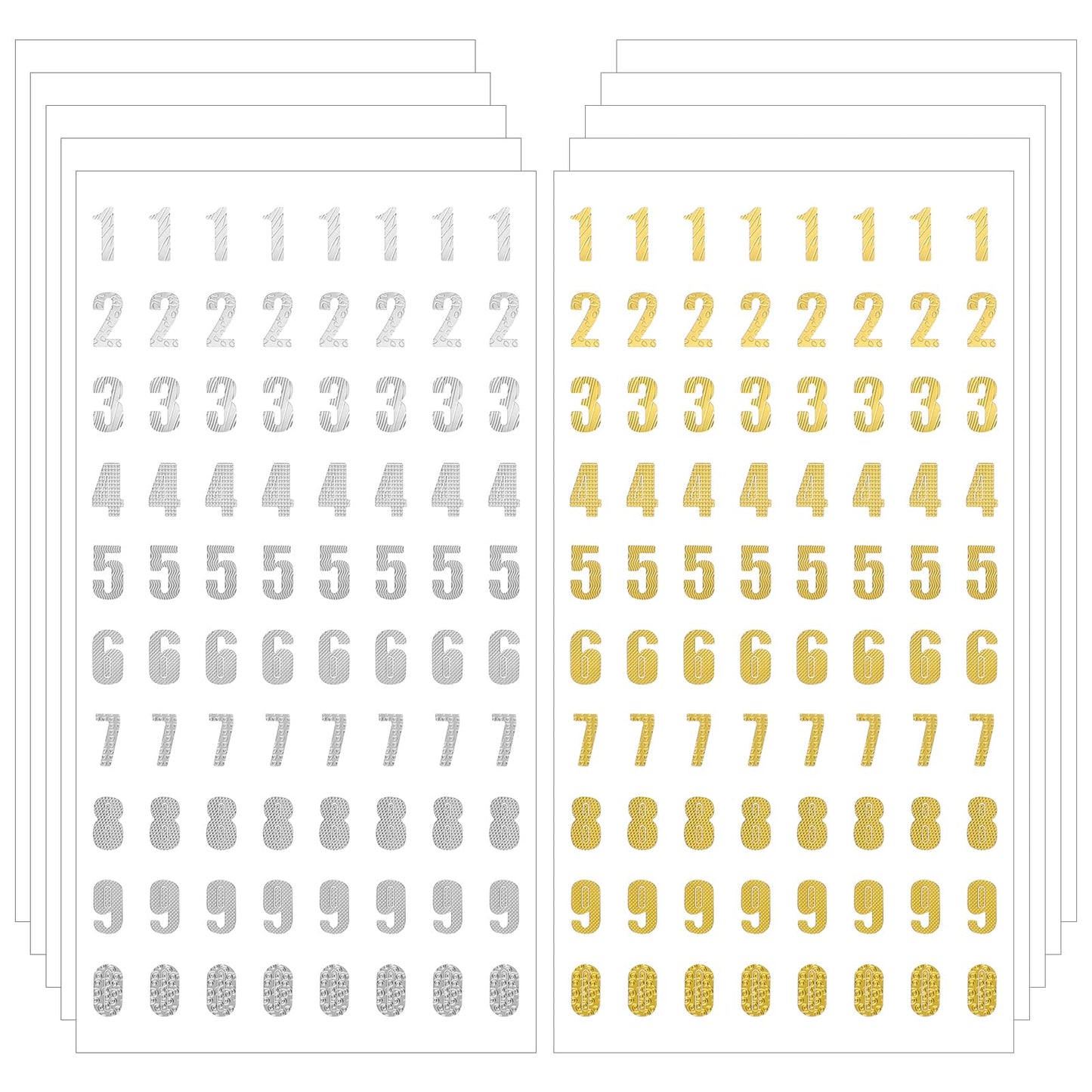 10 Sheets Number Stickers Glitter Stickers Self Adhesive Small Number Stickers Gold & Silver Glitter Number Stickers 0-9 Art Stickers for Scrapbooks Greeting Cards Arts Craft(Gold Silver)