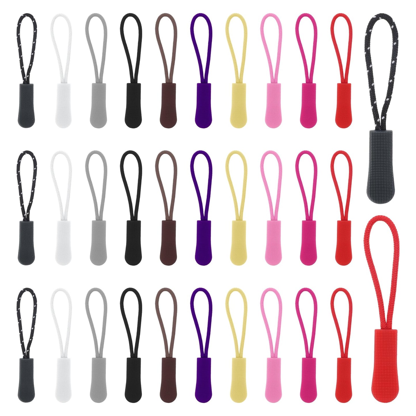 100pcs Zipper Pulls Replacement,10 Colors Removable Zipper Puller,Zipper Replacement Kit,Non-Slip Zipper Extension for Clothes, Luggage, Handbag Tents, Backpacks, Jackets, Sweatshirt