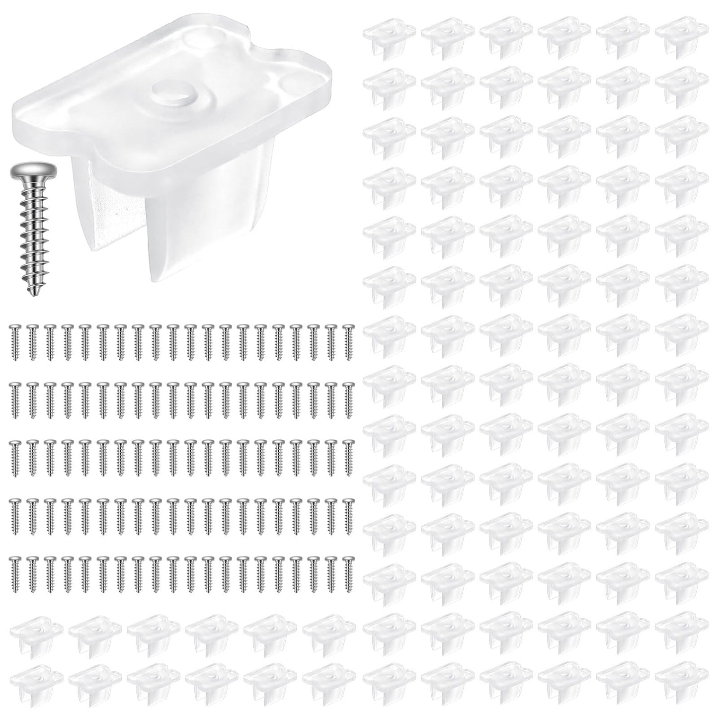 LED Light Clips, Mounting Clips with Screws, Plastic Transparent Rope Light Clip for 5-6mm LED Lights, Indoor Installation