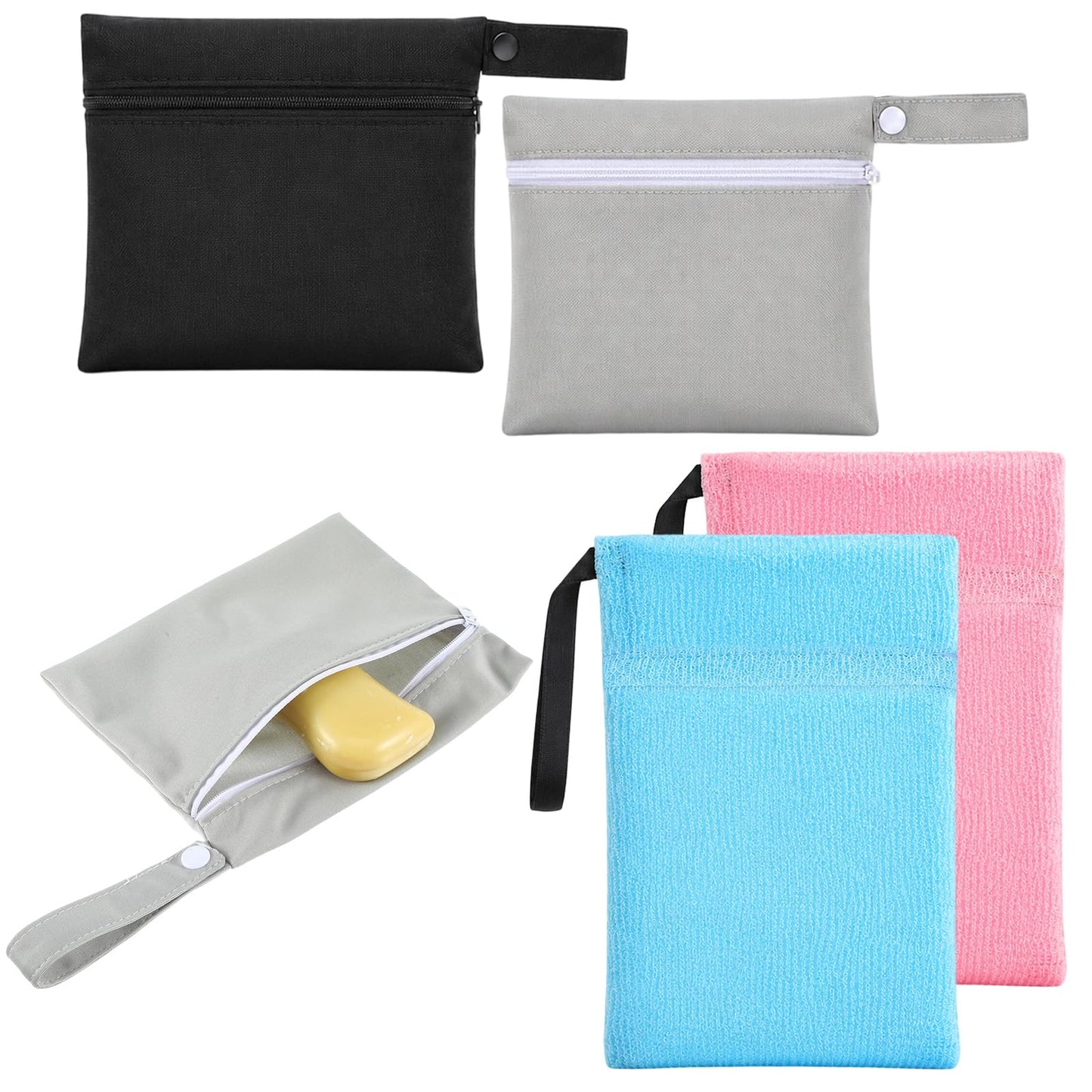 Ziuohaa 2 Pack Travel Soap Bag with 2 Foaming Nets - shampoo bar bag