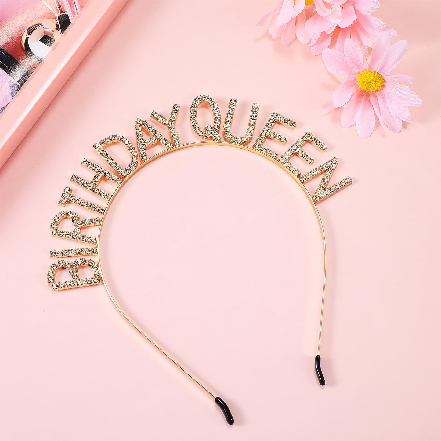 Gold Happy Birthday Headband for Women Girls Birthday Girl Headband Birthday Tiara Crown Birthday Queen Crown Gold Birthday Decorations Bling Rhinestone Happy Birthday Accessories Birthday Gifts