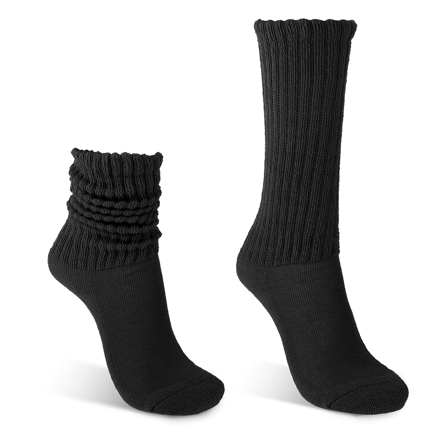 Telooco Slouch Socks for Women 1 Pair Long Boot Scrunch Sock Soft Thick Stacked Socks for Fall Winter Warm US Size 6-11(Black)