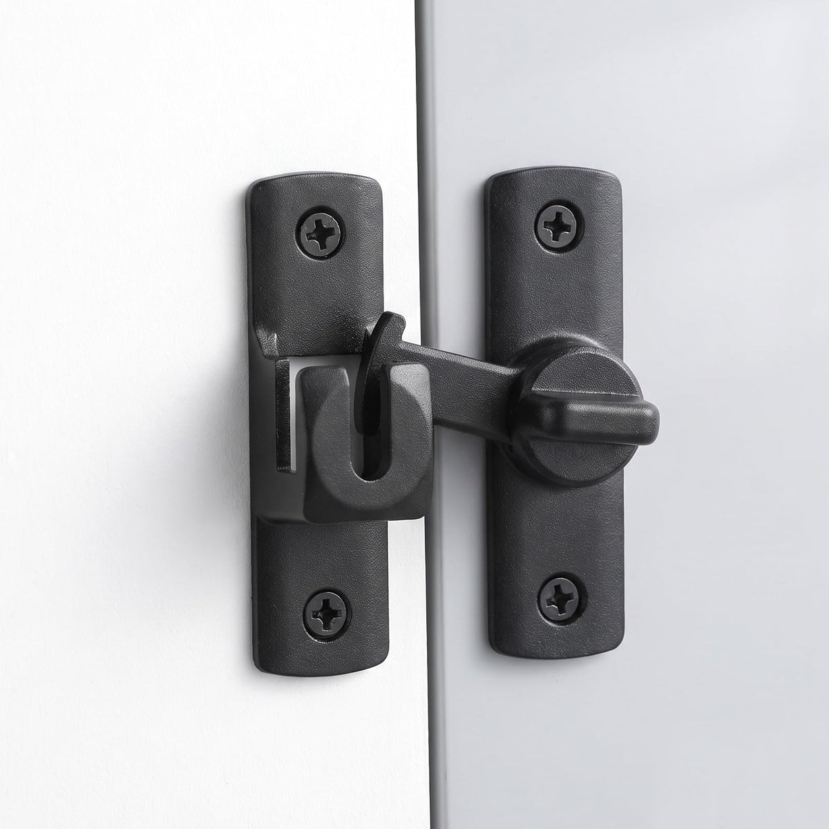 Barn Door Lock- Sliding Barn Door Latch 90/180 Degree, Black 1 Set