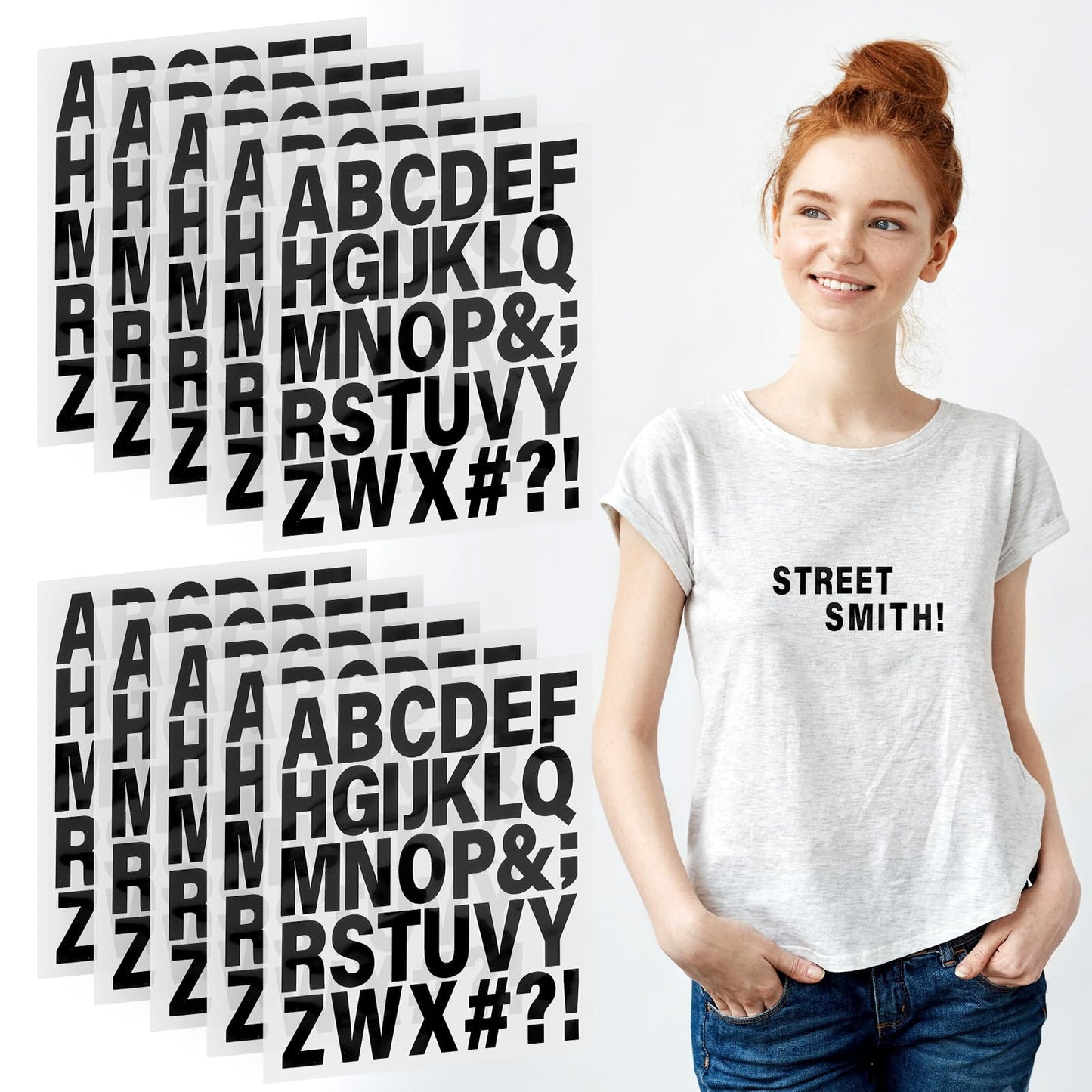 10Sheets 310Pcs Black Iron On Letters Iron Letters for Clothing,1.6 Inch PU Material Iron-On Letters A-Z Sticky Stickers,Suitable for DIY Clothing Bag Hat