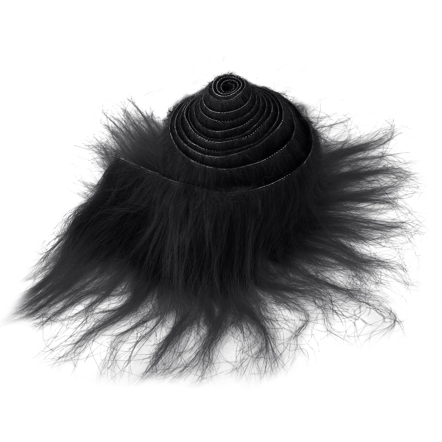 Shaggy Fur 1Pcs Faux Fur 2 X 60 inch White Fur Precut Strips Plush Faux Fur Fabric Black Fur Fabric Fluffy Craft Fur for Gnomes Beard Santa Claus Hair Christmas Decoration Winter Snow Scene (Black)