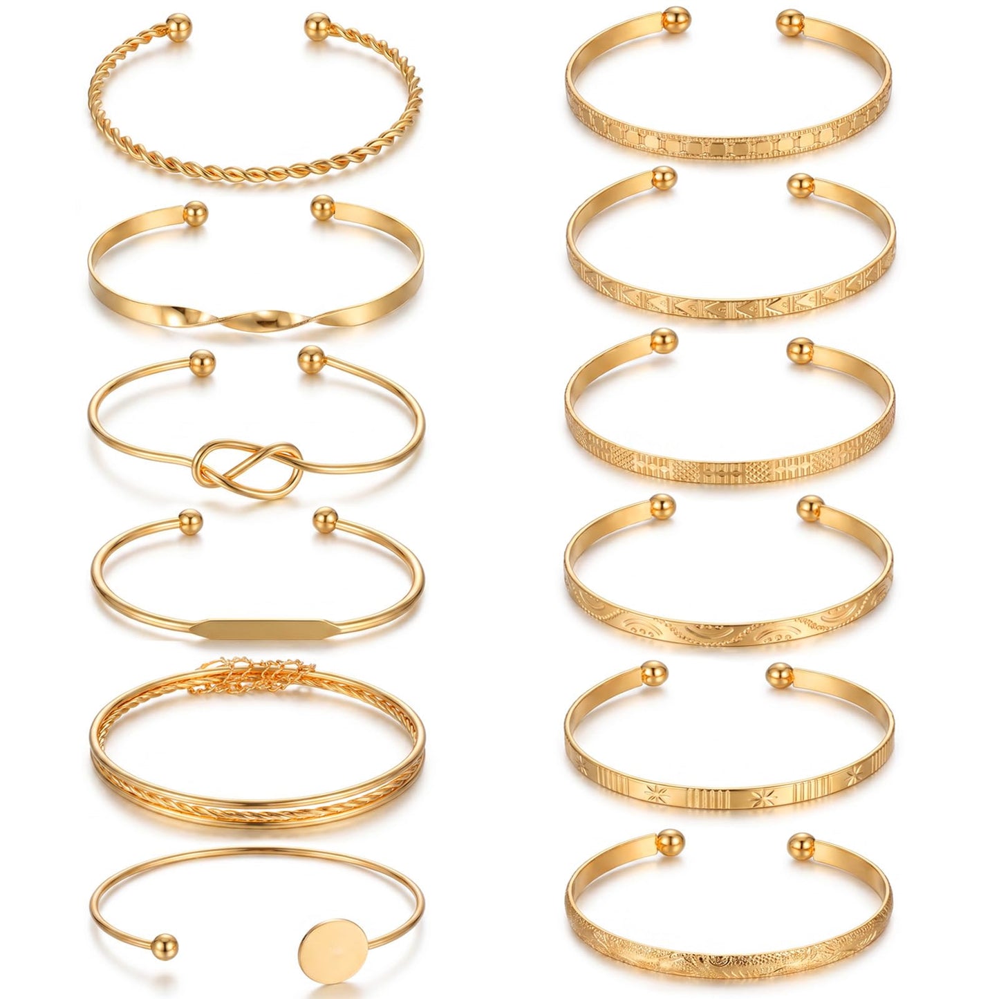 12 Pcs Gold Bangle Bracelets Multi Layer Stackable Bracelet Set for Women