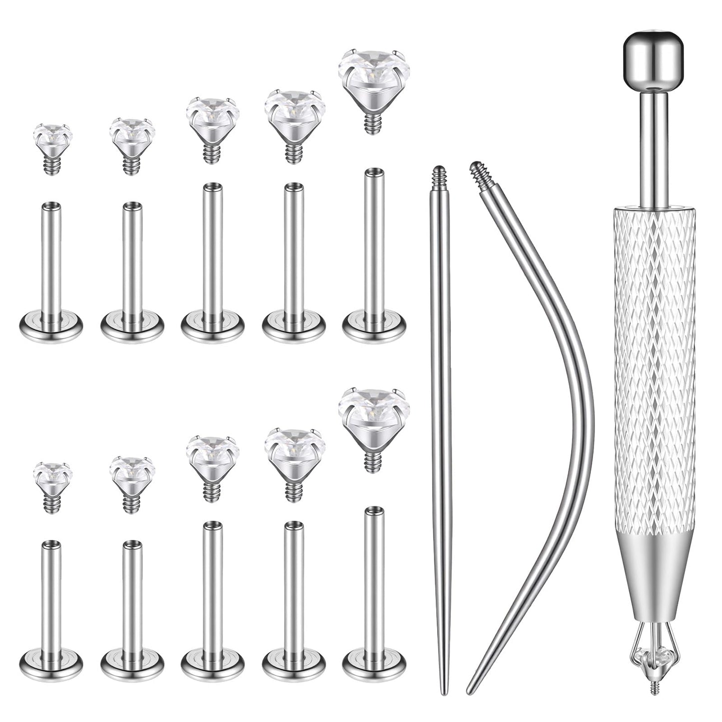 Fosaseua 13PCS 16G Helix Flat Back Earrings Anti-sensitive Internal Thread