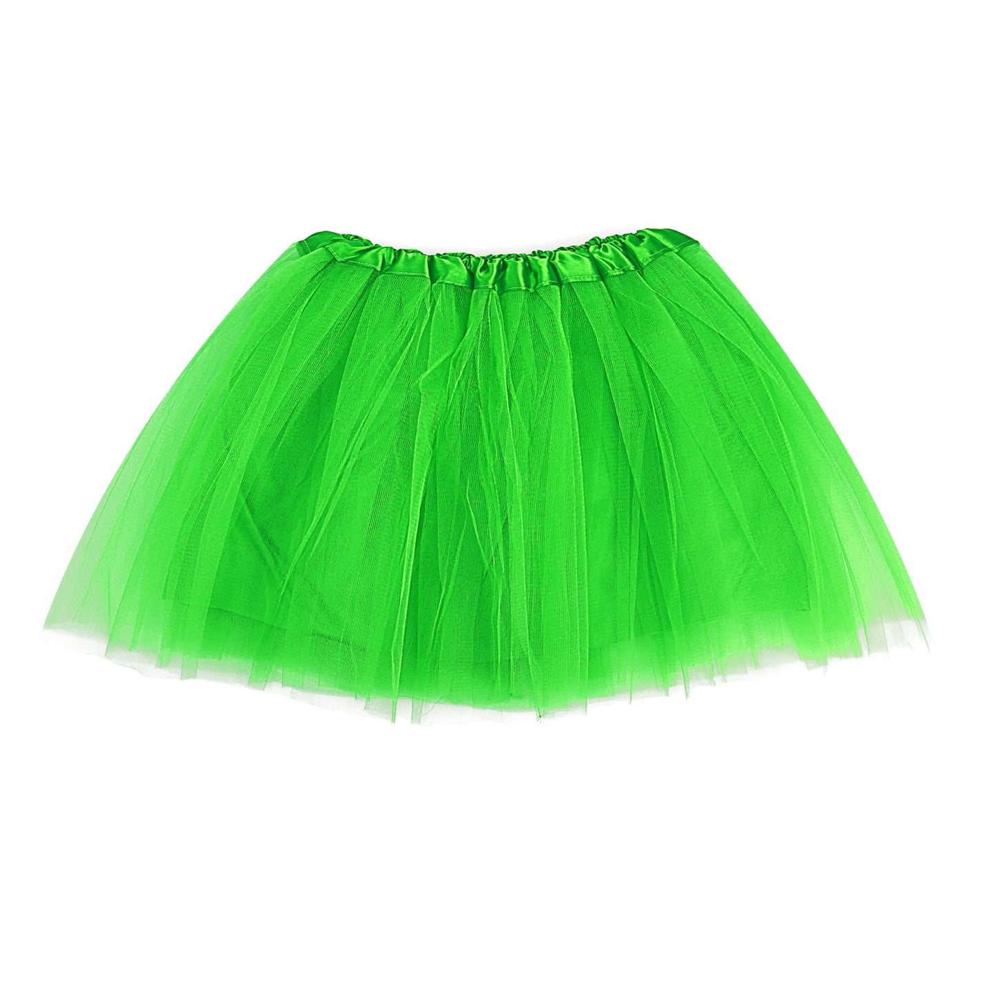 Tutu Skirt for Women 3 Layered Tulle Skirt with Lining Elastic Waist Mesh Skirt For Dress-up Dancing Halloween Party Costume(Green)