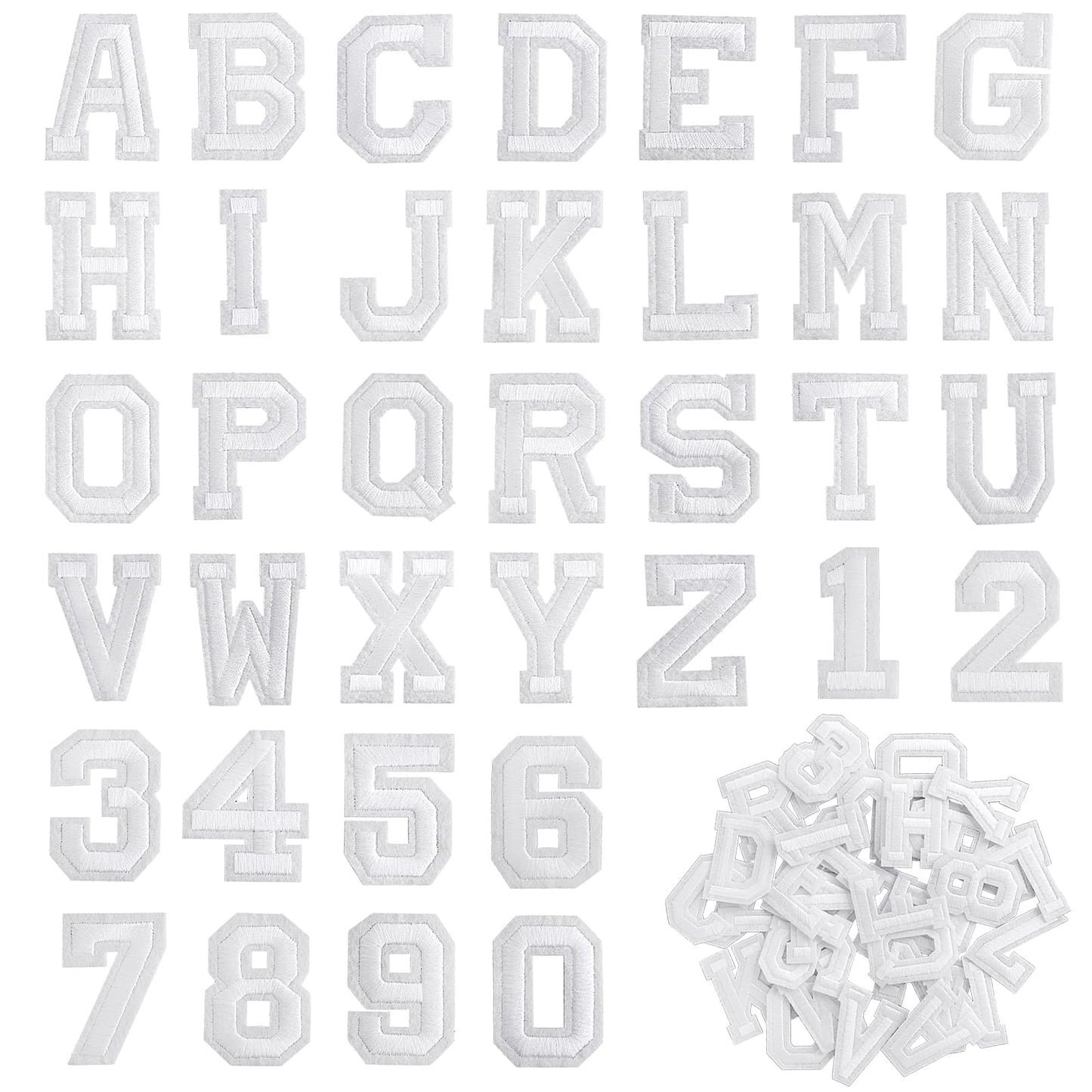 Yolev Iron-on Patches, 72 Pieces Including Alphabet & Numbers, Embroidered Patches for Clothing, DIY Decorative Patches for Shoes, Hats, Bags - Non-Woven Fabric, Hot Melt Adhesive Film