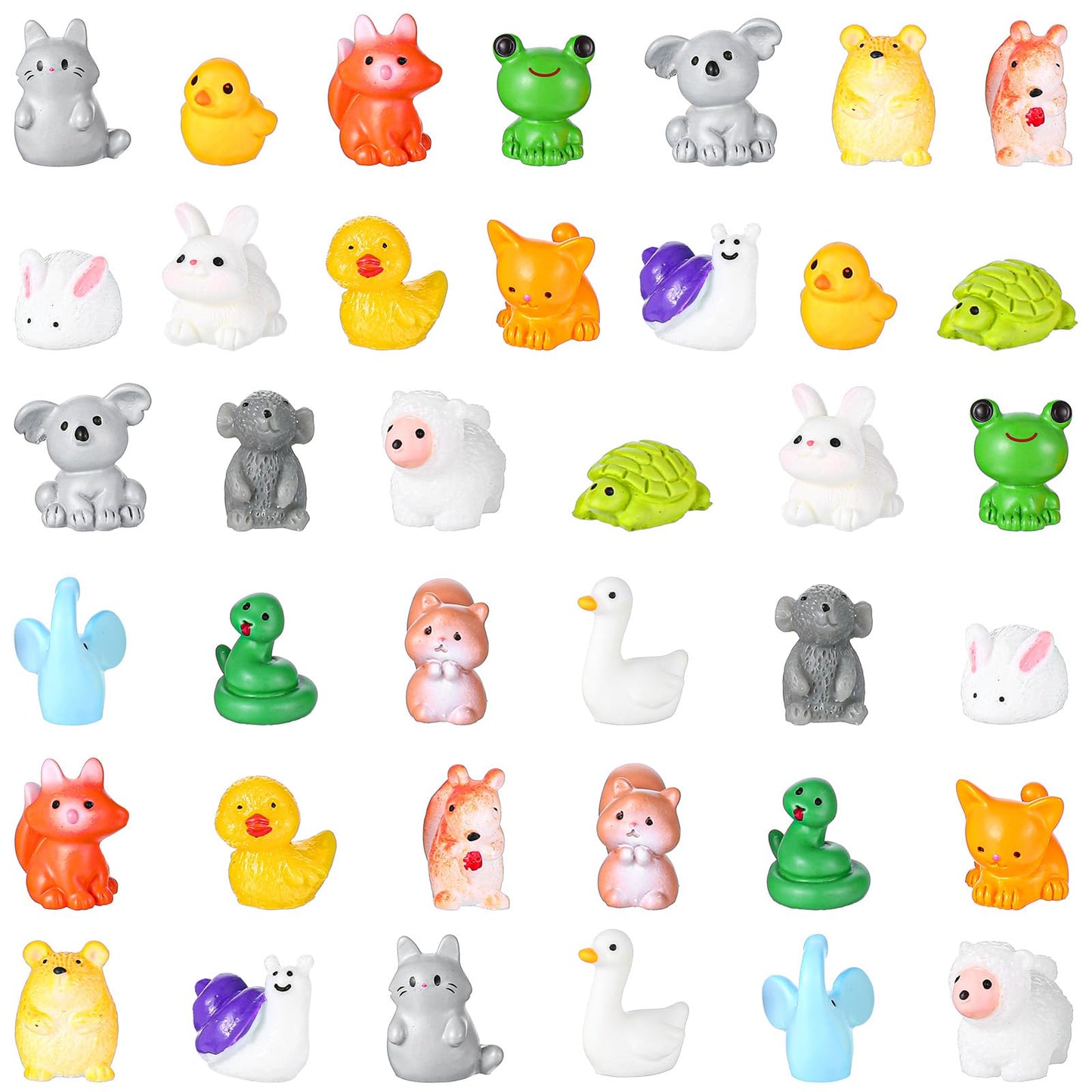 Meyeyaia 38pcs Resin Mini Animals,19 Styles Tiny Animal Figurines,Mini Resin Animals Bulk for Fairy Garden Décor Micro Landscape Ornaments Dollhouse Craft Accessories