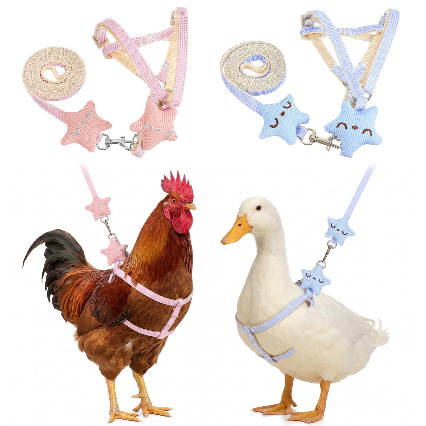 2Pcs Chicken Leash and Harness Set Adjustable Duck Harness and Leash