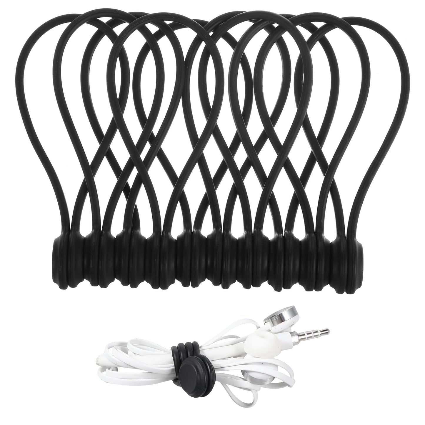 Lusofie 10 PCS Magnetic Cable Ties Reusable Silicone Magnetic Cord Ties Cable Organizer for Organizing, Bookmark Whiteboard Fridge Magnets
