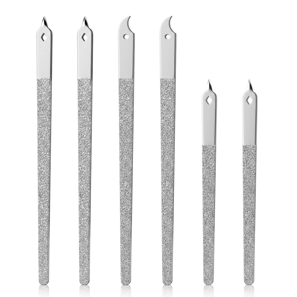6 Pcs Diamond Deb Nail File, Double Sided Metal Nail File Stainless Steel