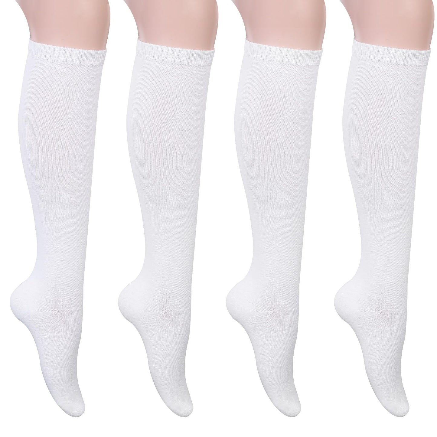 Knee High Socks for Women, Cotton Knee Socks Tube Socks Women for Daily Wear School Dating Dance Performances Parties Suitable for Girls and Women(White)