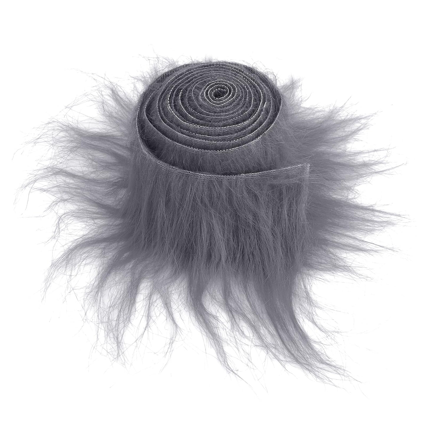 Lusofie 1Pc Shaggy Plush Faux Fur Fabric Precut Strips 2x71inch Grey Fur Fluffy Fuzzy Craft Fur for Gnomes Beard Santa Claus Hair Dwarf Cosplay Costume DIY Craft Decoration (Grey)