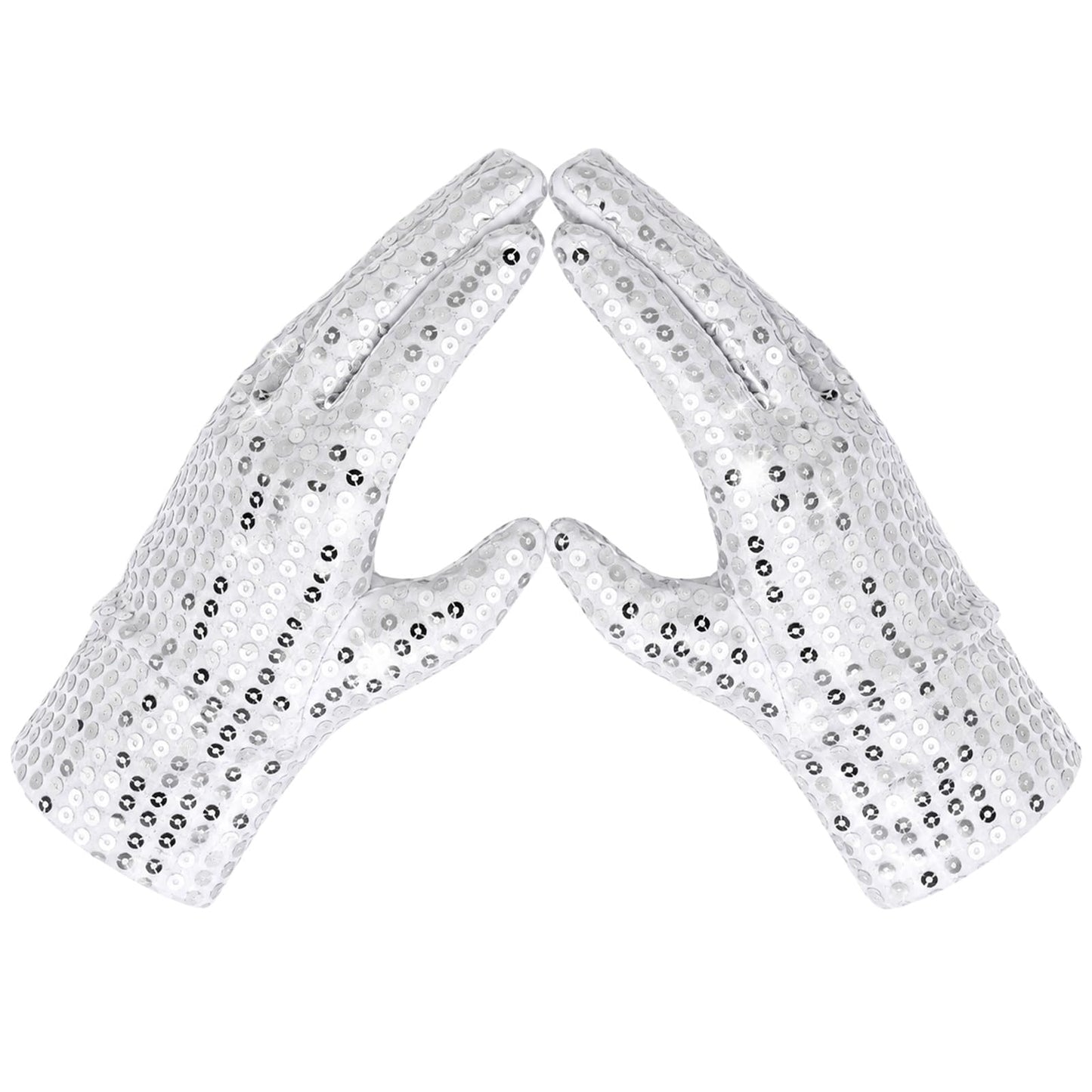 Glitter Rhinestone Gloves,Silver Sequin Gloves, Classic Sparkly Dance Glove