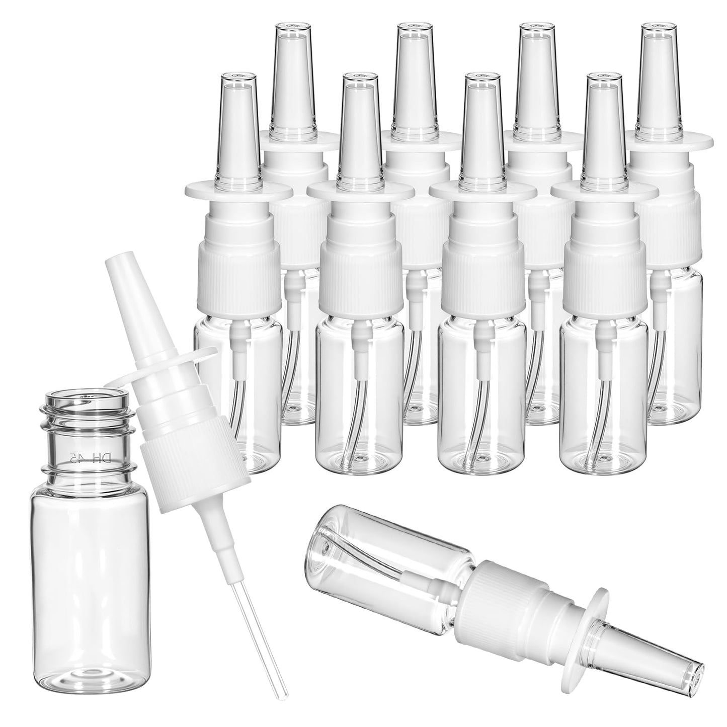DIVINA VITAE 10 ml Nasal Spray Bottle 10Pcs Refillable Atomiser Spray Bottle White Plastic Empty Nasal Sprayer for Water Perfume Essential Oils Wound Disinfectant Spray(White)