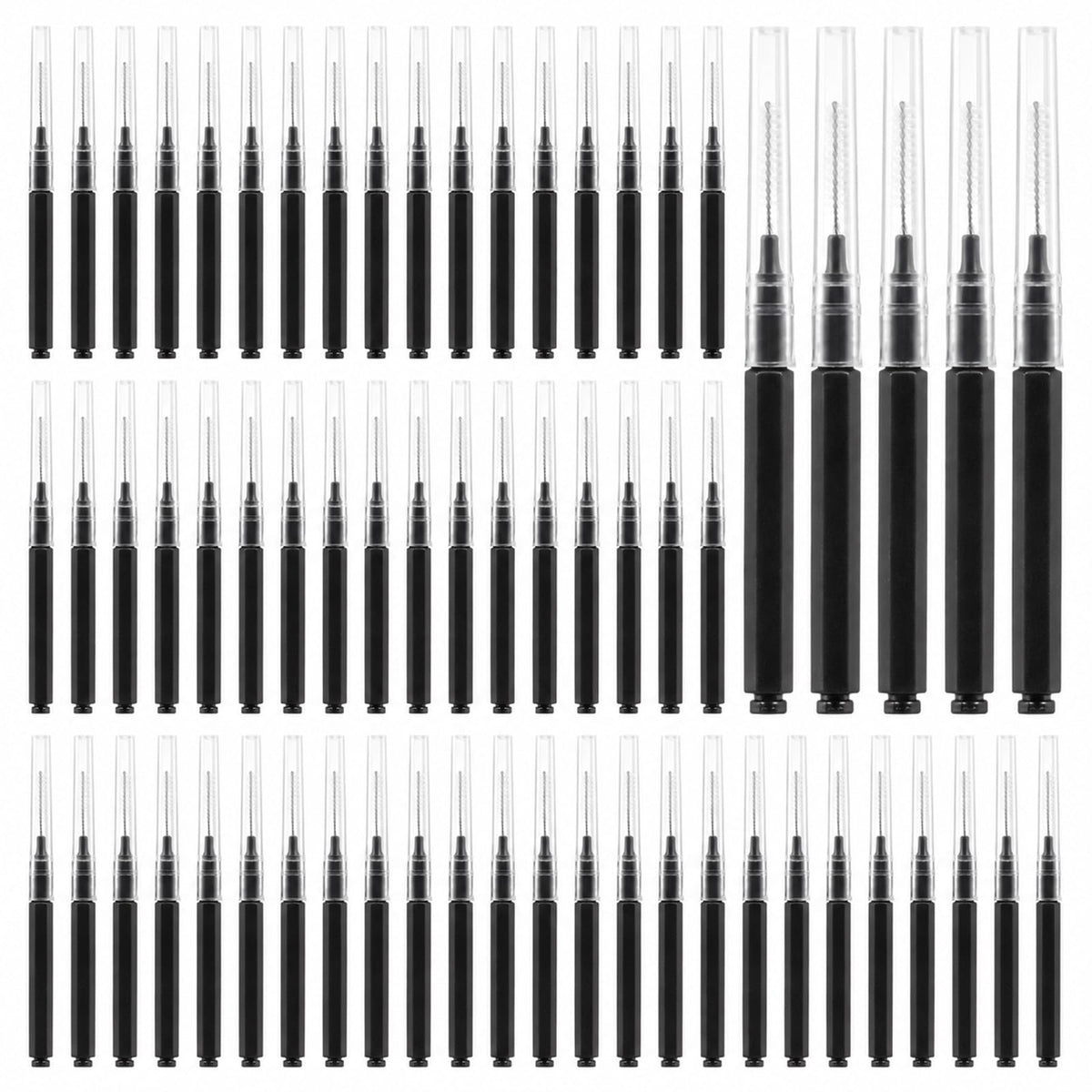100Pcs Micro Eyebrow Brush Set with Cap Black Mini Spoolies Micro Brush