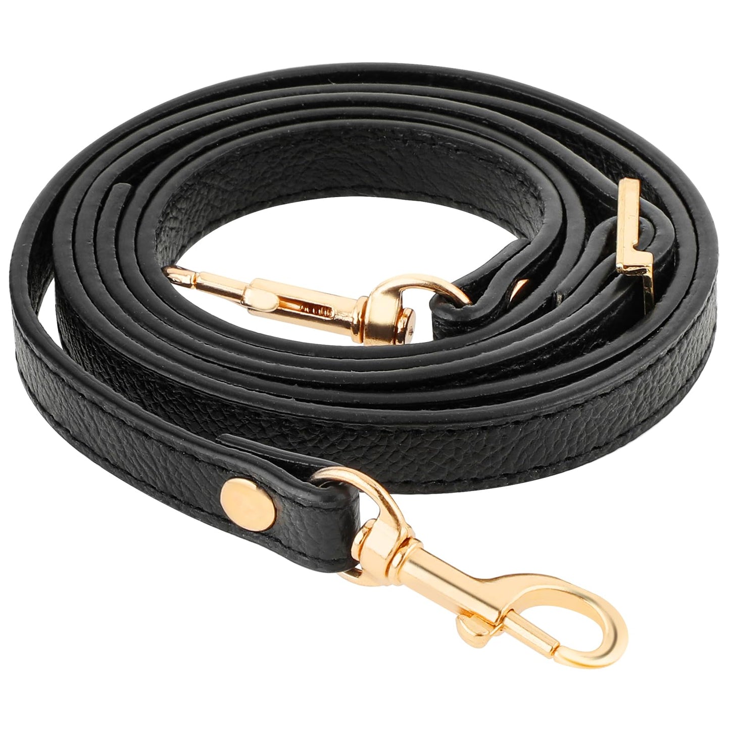 Telooco Leather Shoulder Strap Replacement with Buckle 41-47 Inches Adjustable Leather Belt for Purse Crossbody Bag Handbags(Black)