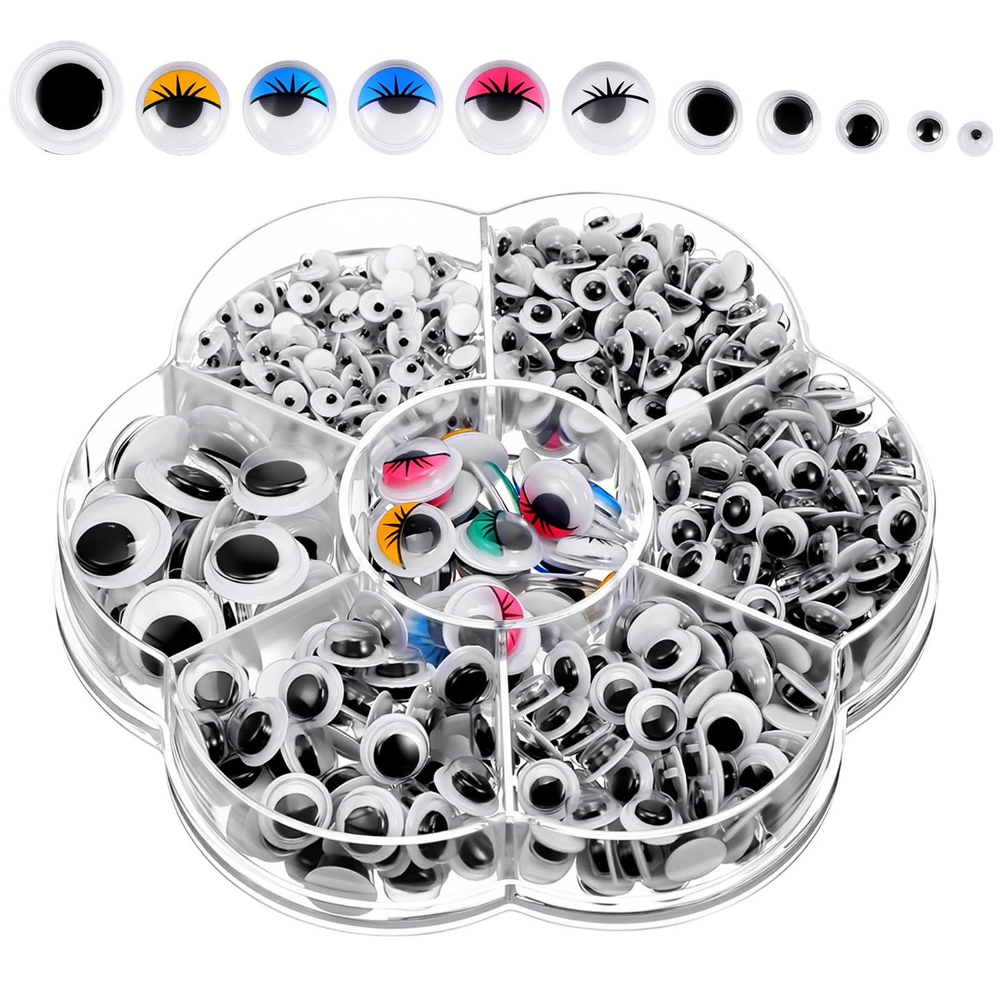 840Pcs Googly Eyes Self Adhesive 4mm-12mm Wiggly Eyes for Crafts