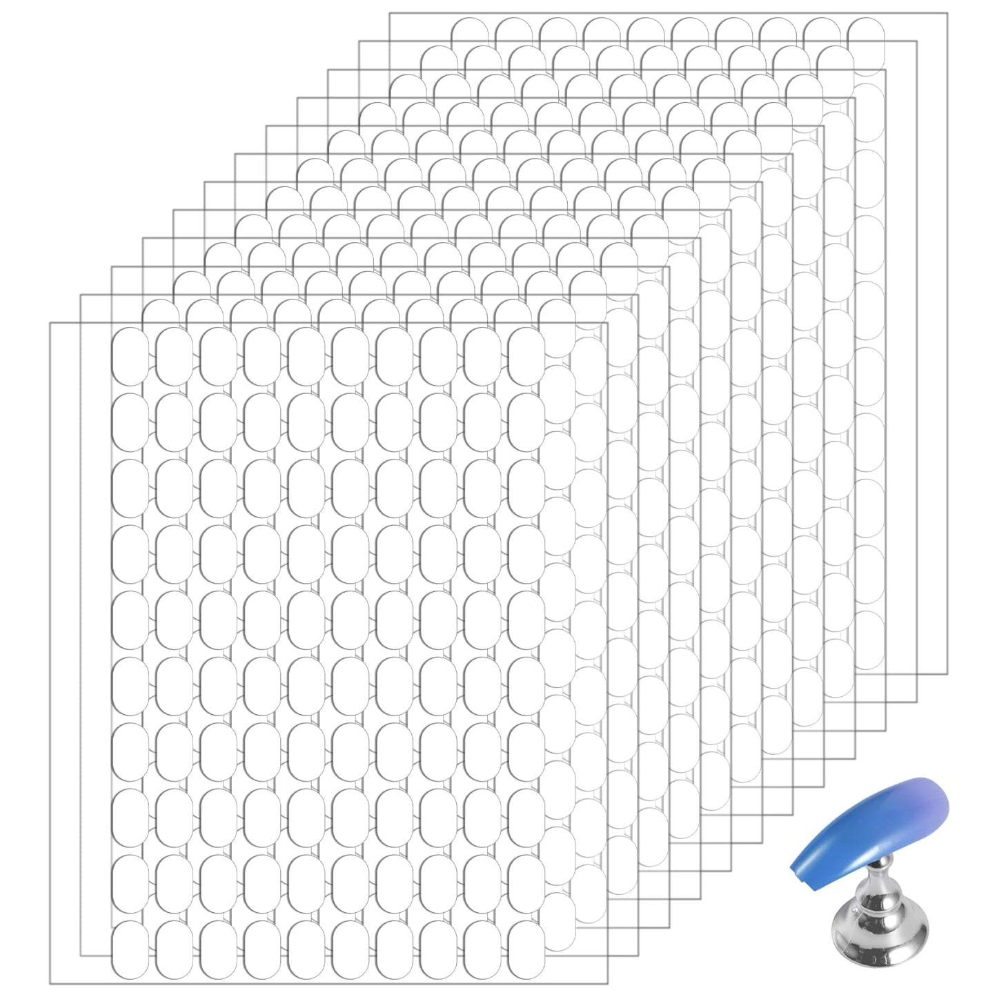 1200 PCS Double Sided Tape for Nail Display, Nail Stand Sticky Tabs, Nano Adhesive, White Transparent