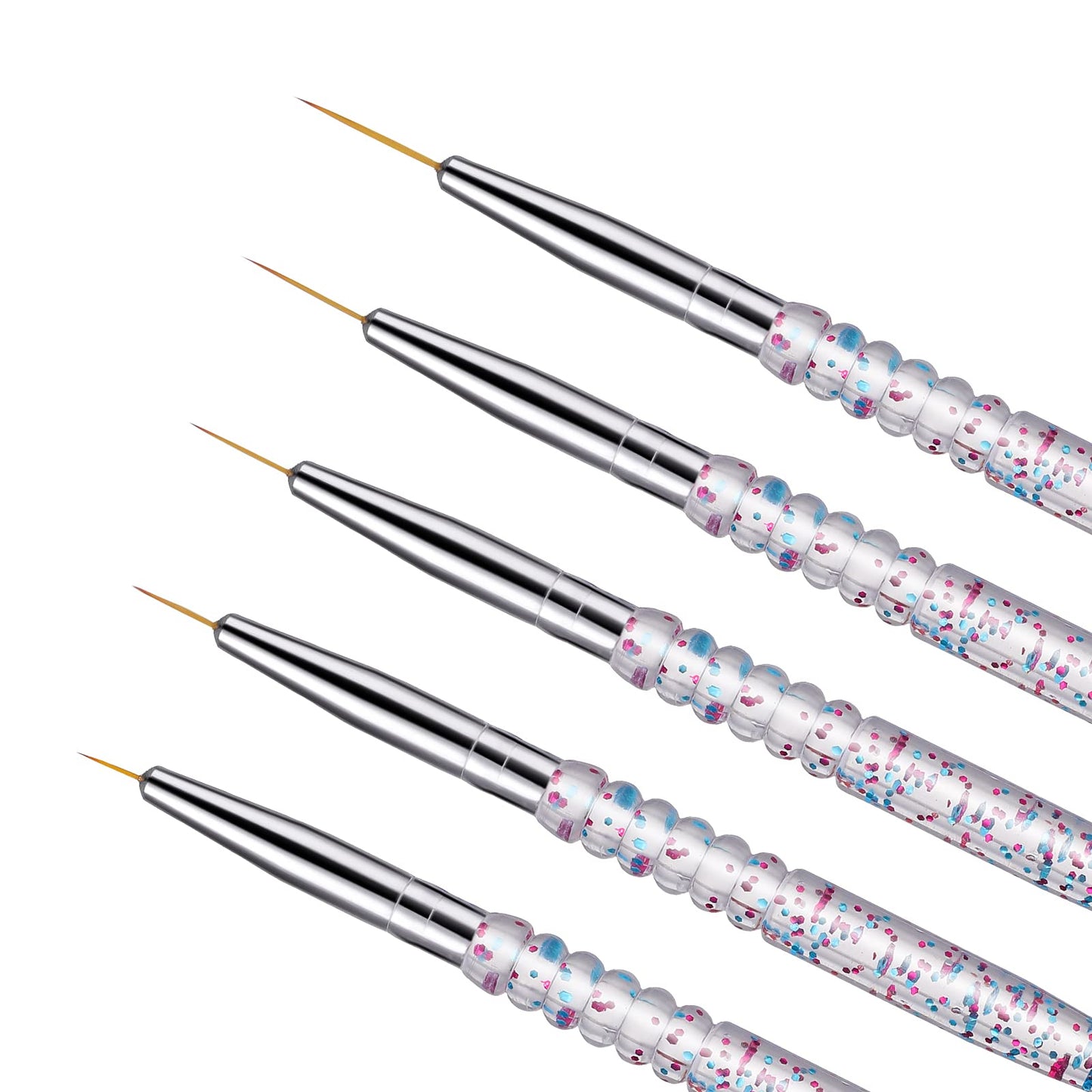 Nail Art Liner Brushes, Lusofie 5Pcs Thin Nail Gel Polish Painting Brush Nails Design Brushes Detail Liner Brush for Nails Art Drawing Pen Easy Hold(7/9/ 11/15/ 20mm)