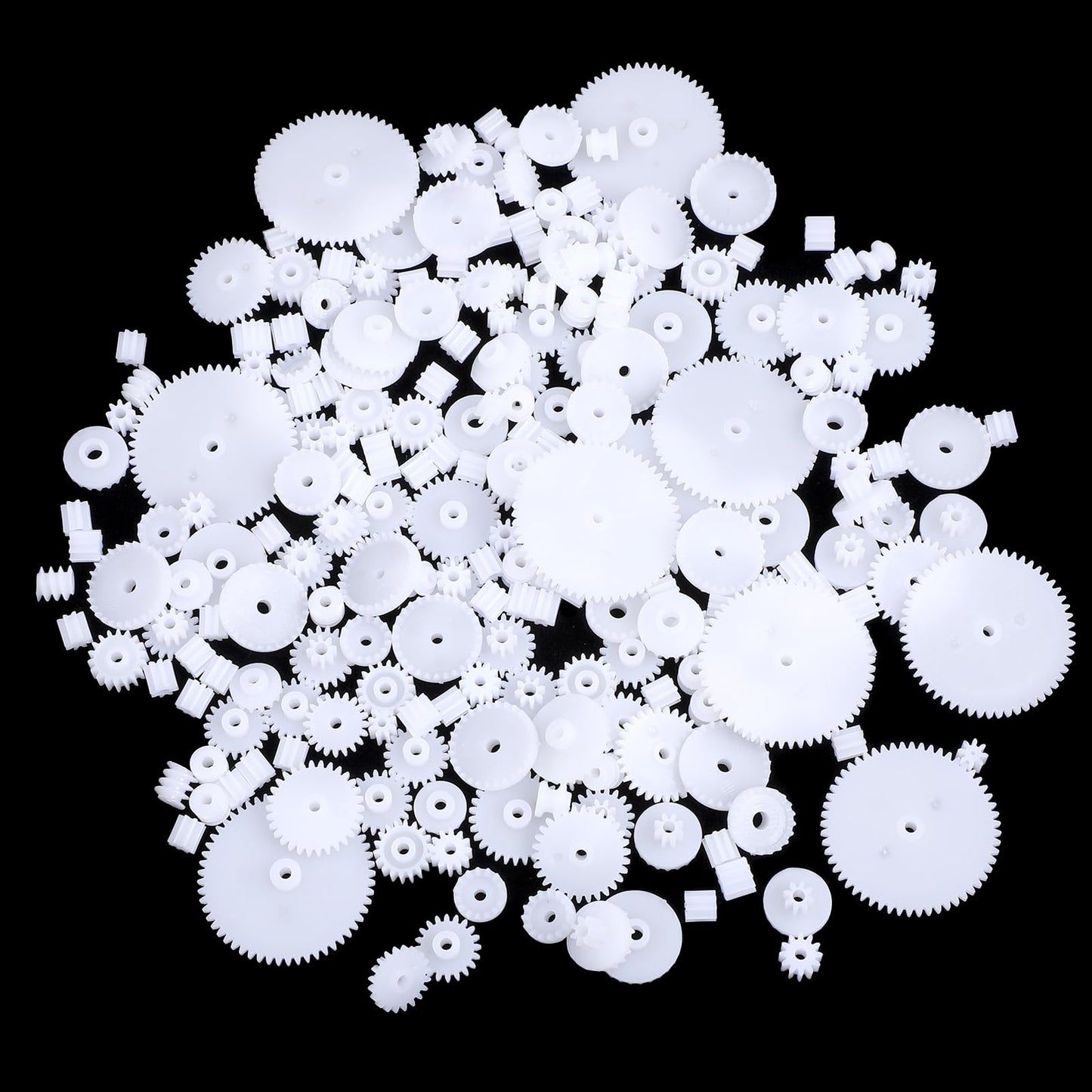200PCS Module 0.5 Plastic Gears for Small Motors - White Single Gear Spindle Gear Set for DC Motor RC Car Robot DIY Model Parts