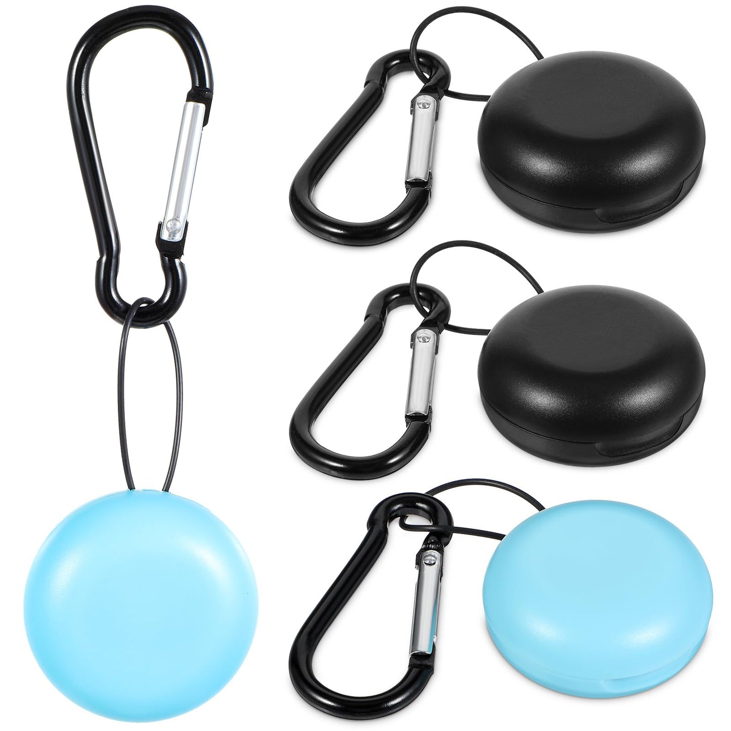 Lusofie 4Pcs Ear Plug Case Loop Earplugs Case with Keychains Mini Jewelry Storage Box for Wireless Headphones Wired Earphones Jewelry Gadgets Carrying Cases(Black and Blue)