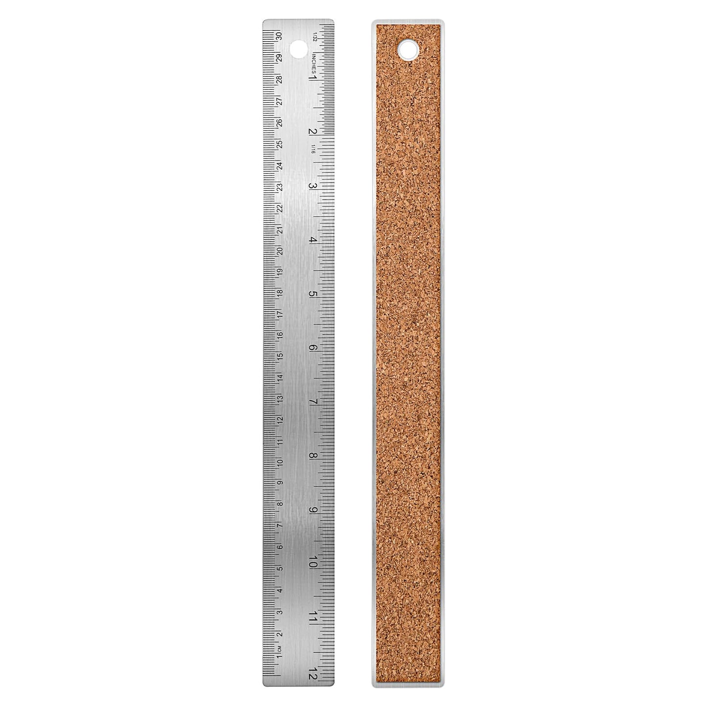12 Inch Metal Ruler Cork Backed Stainless Steel Ruler 30cm Straight Folding Ruler for Student Office Engineers Draw Measure Sewing Ruler School Supplies
