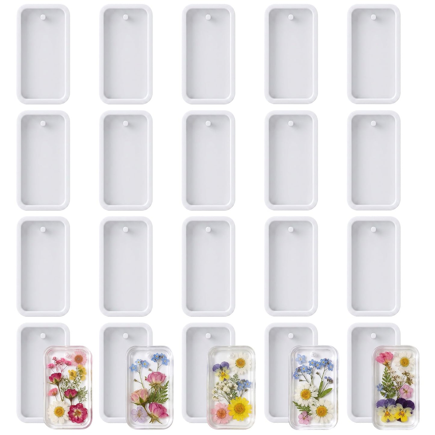 20 Pcs Resin Keychain Molds Rectangle Jewelry Resin Casting Molds