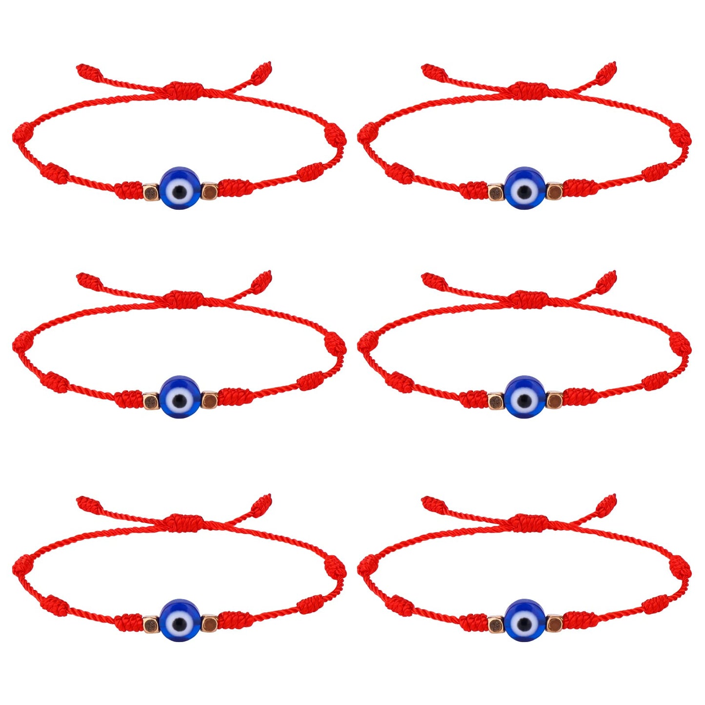 Yolev 6 Pieces Evil Eye Rope Kabbalah Bracelets Adjustable Red Black Bracelets Handmade Braided Cord Protection Bracelets Lucky Friendship Bracelets