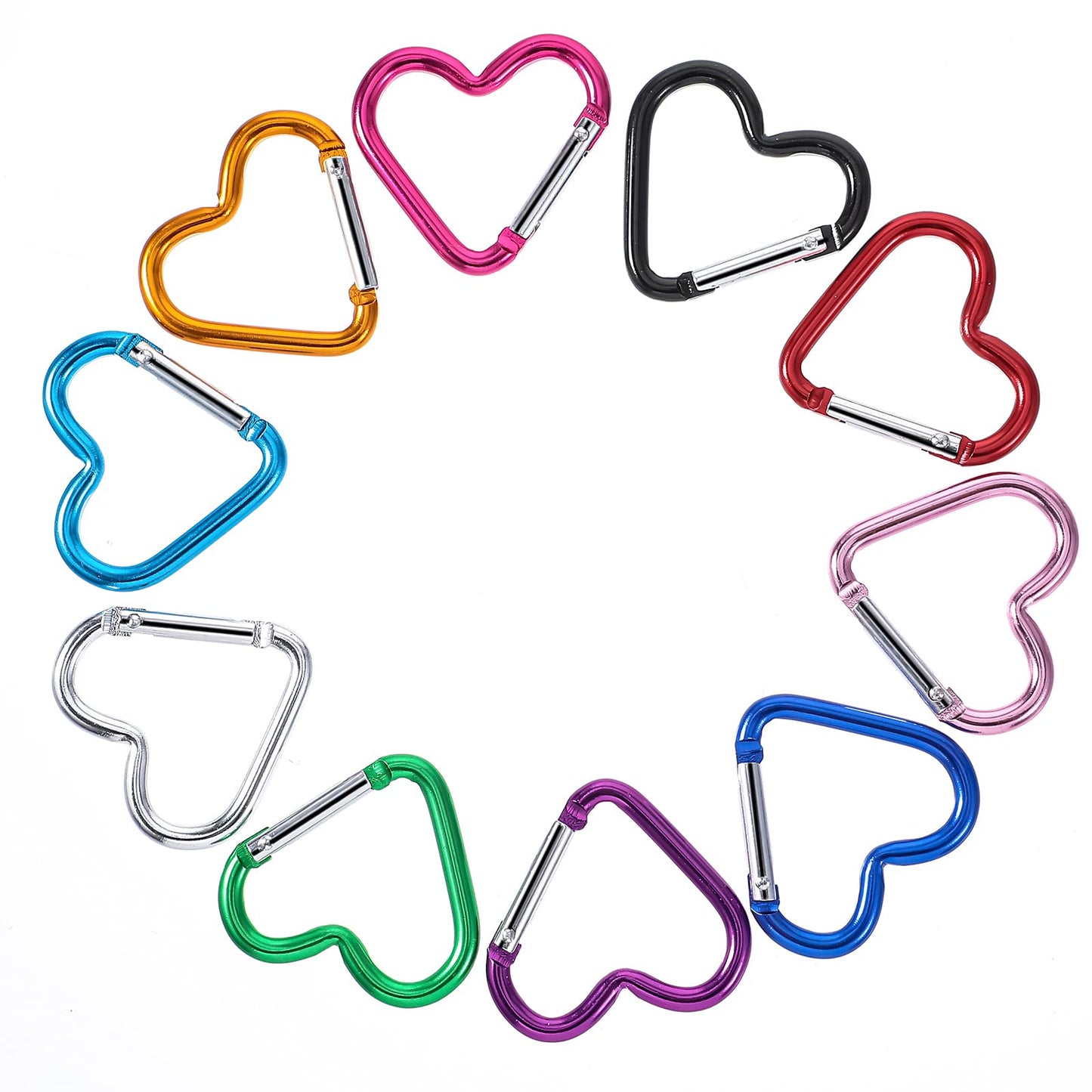 10pcs Heart Carabiner Metal Carabiner Clip Heart Shaped Carabiner Keychain Cute Carabiner for Camping Accessories Backpack Water Bottle Key