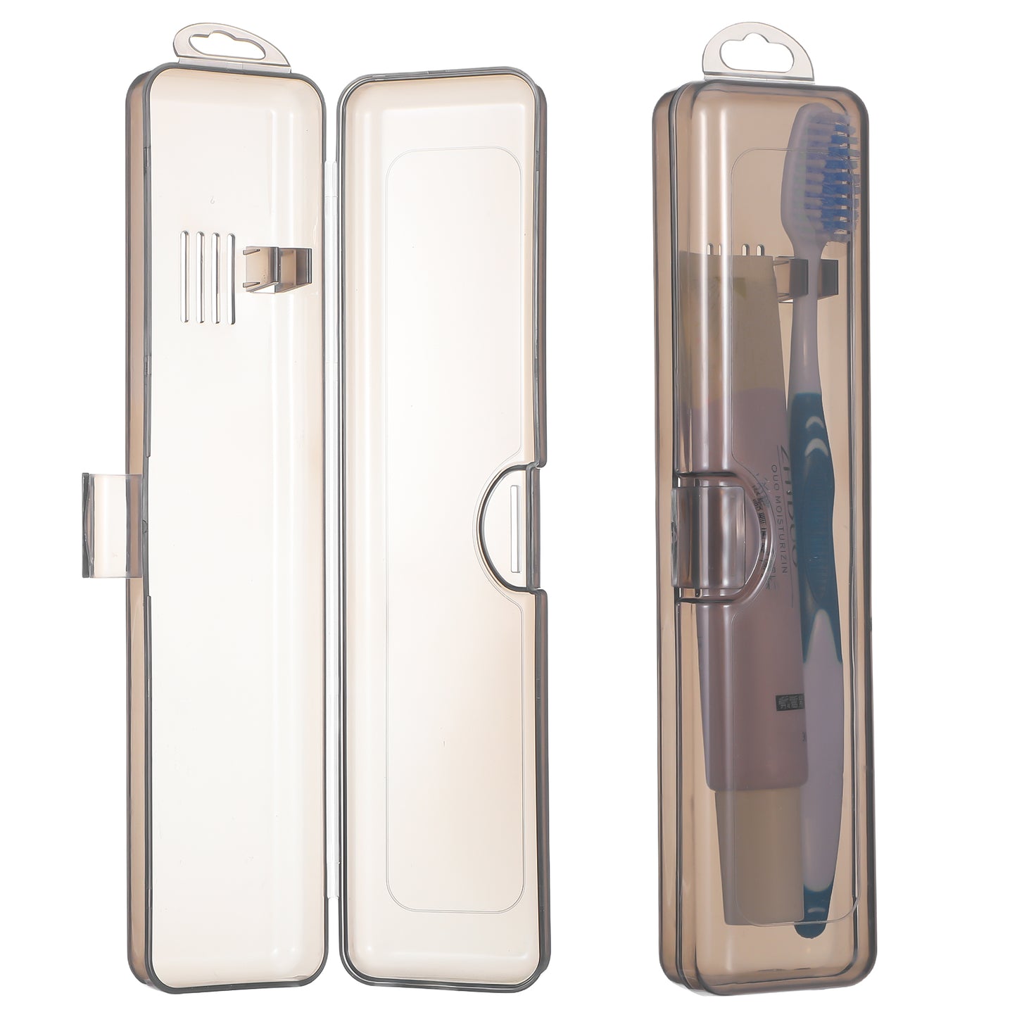 Lusofie 2 pcs Tooth Brush Travel case Transparent Black Travel Toothbrush case 7.87 x 1.85 x 1.18 Inches Toothbrush Holders Travel-case