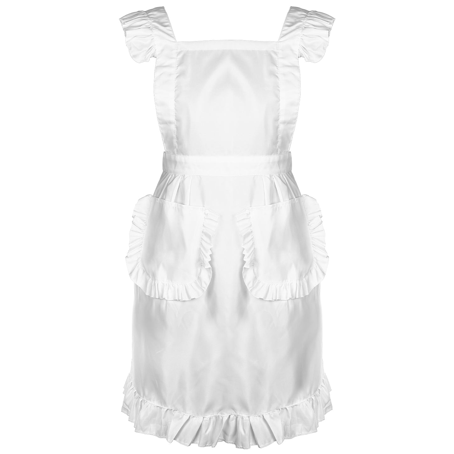Tucnoeu Aprons for Women with Pockets, Ruffle Retro Apron Dress Waitress Costume Kitchen Cooking Baking Cleaning Maid Costume